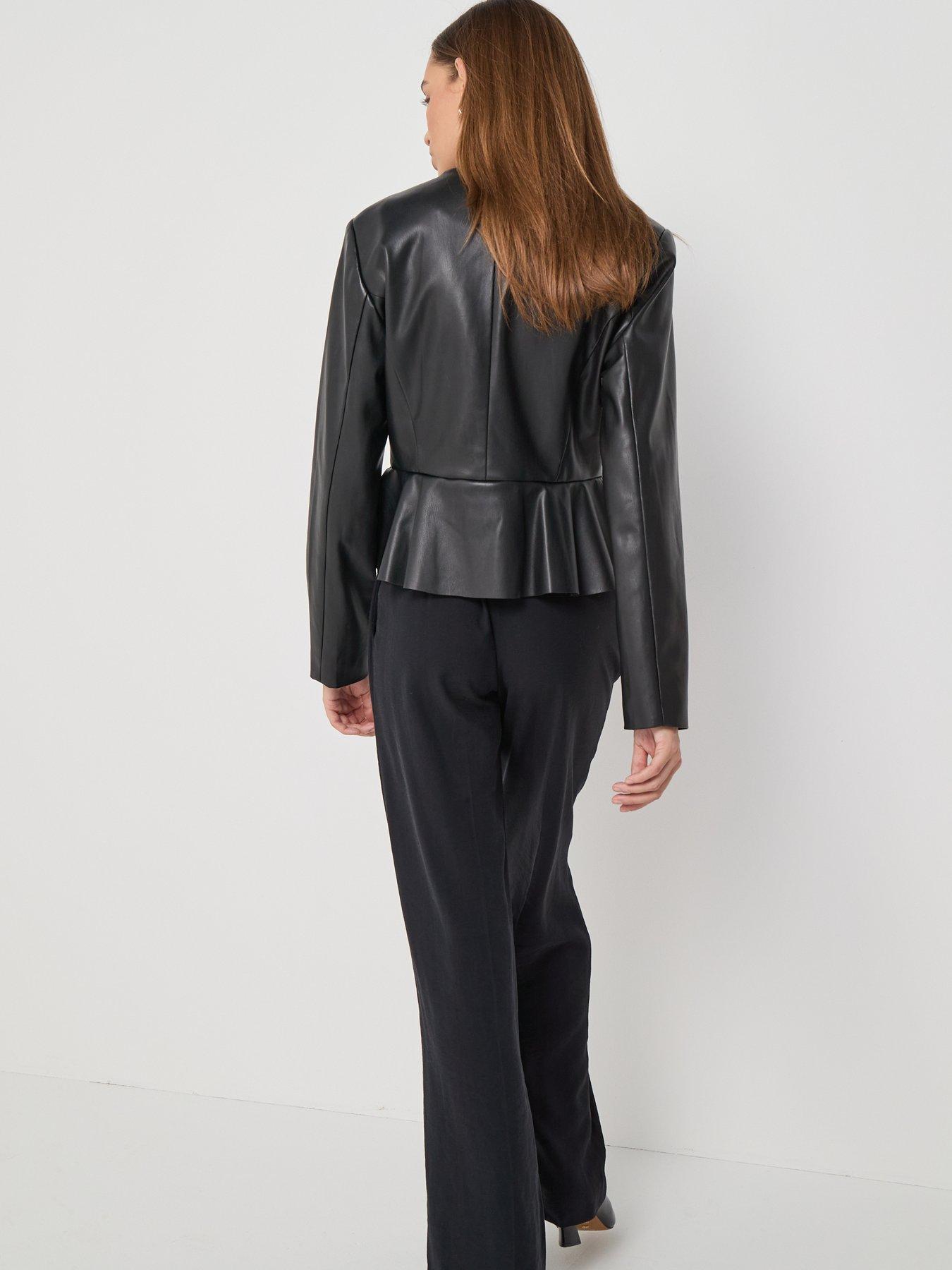  image of jdy-olivia-faux-leather-jacket-black