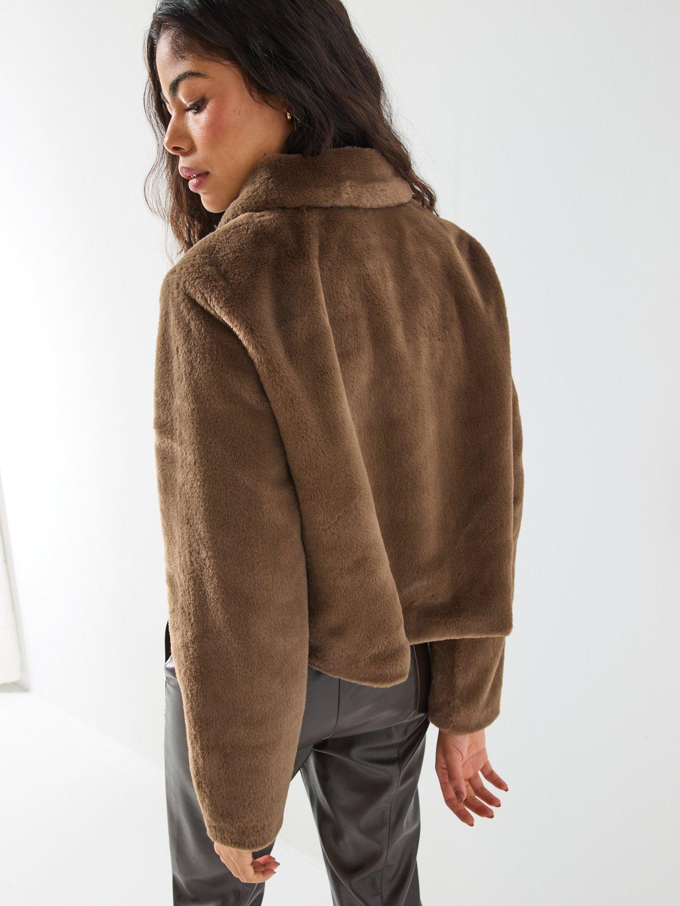 stillFront image of jdy-faux-fur-jacket-brown