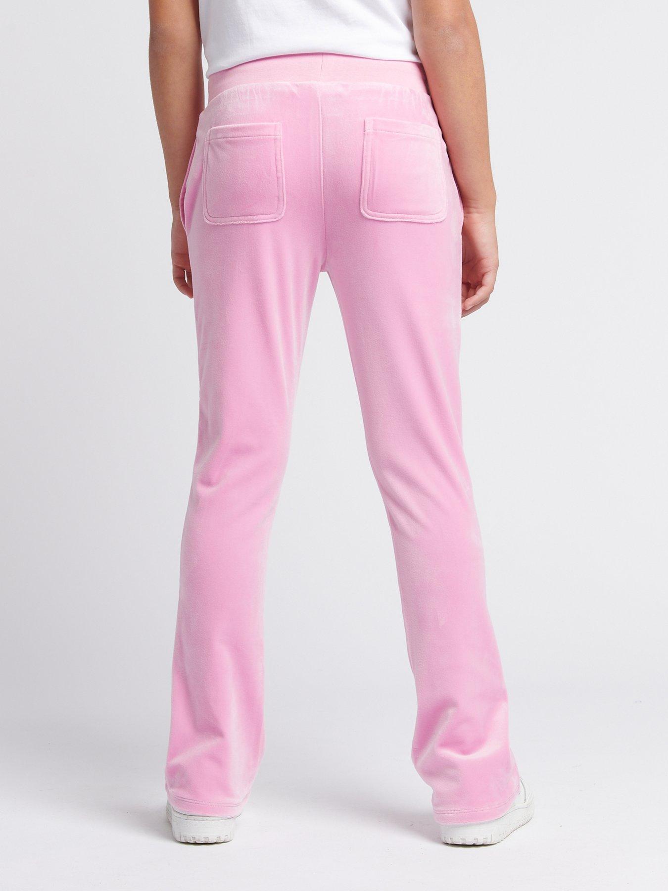 Image 2 of 6 of Juicy Couture Girls Diamante Velour Bootcut Jogger  - Pink