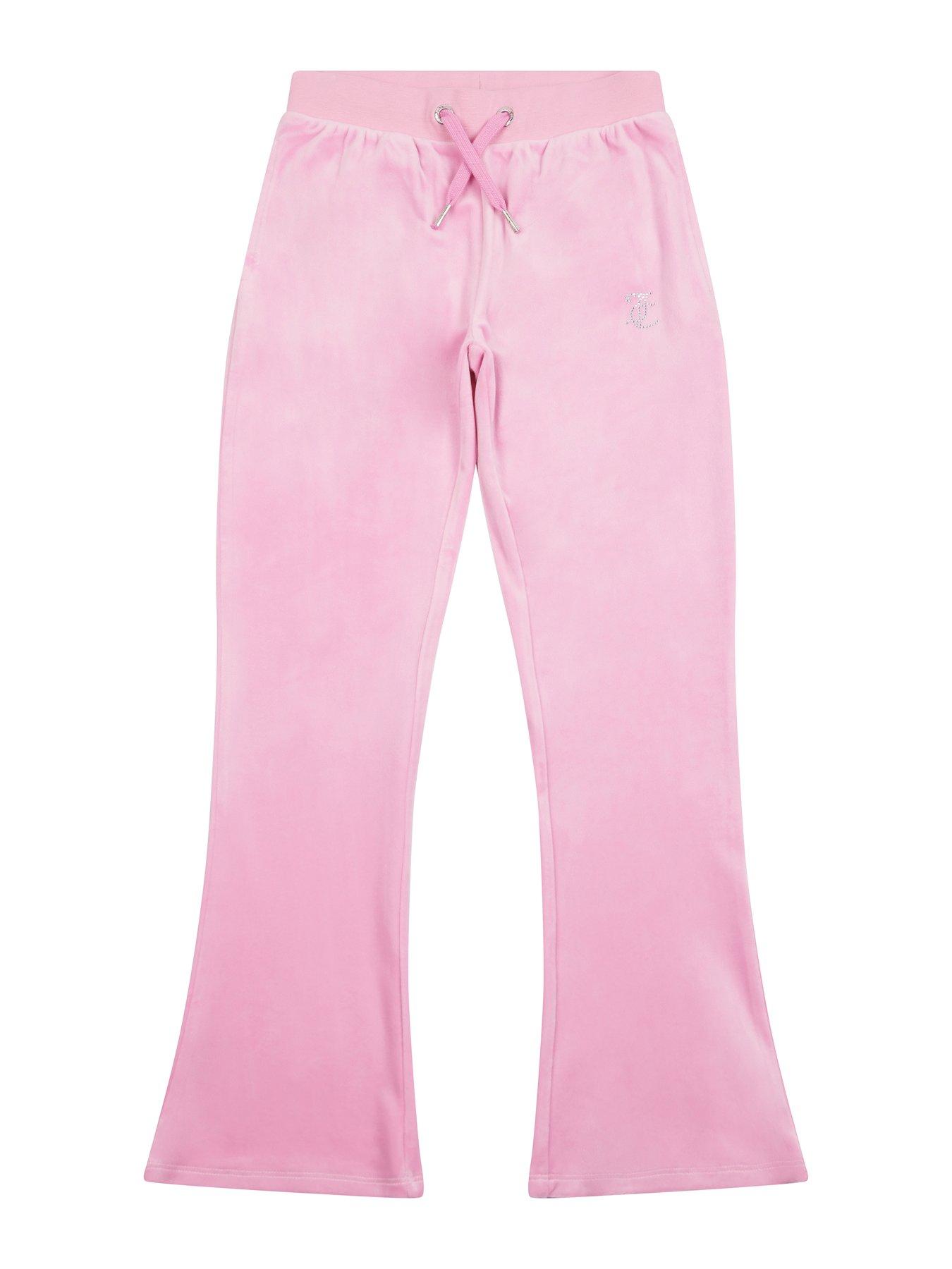 Image 5 of 6 of Juicy Couture Girls Diamante Velour Bootcut Jogger  - Pink