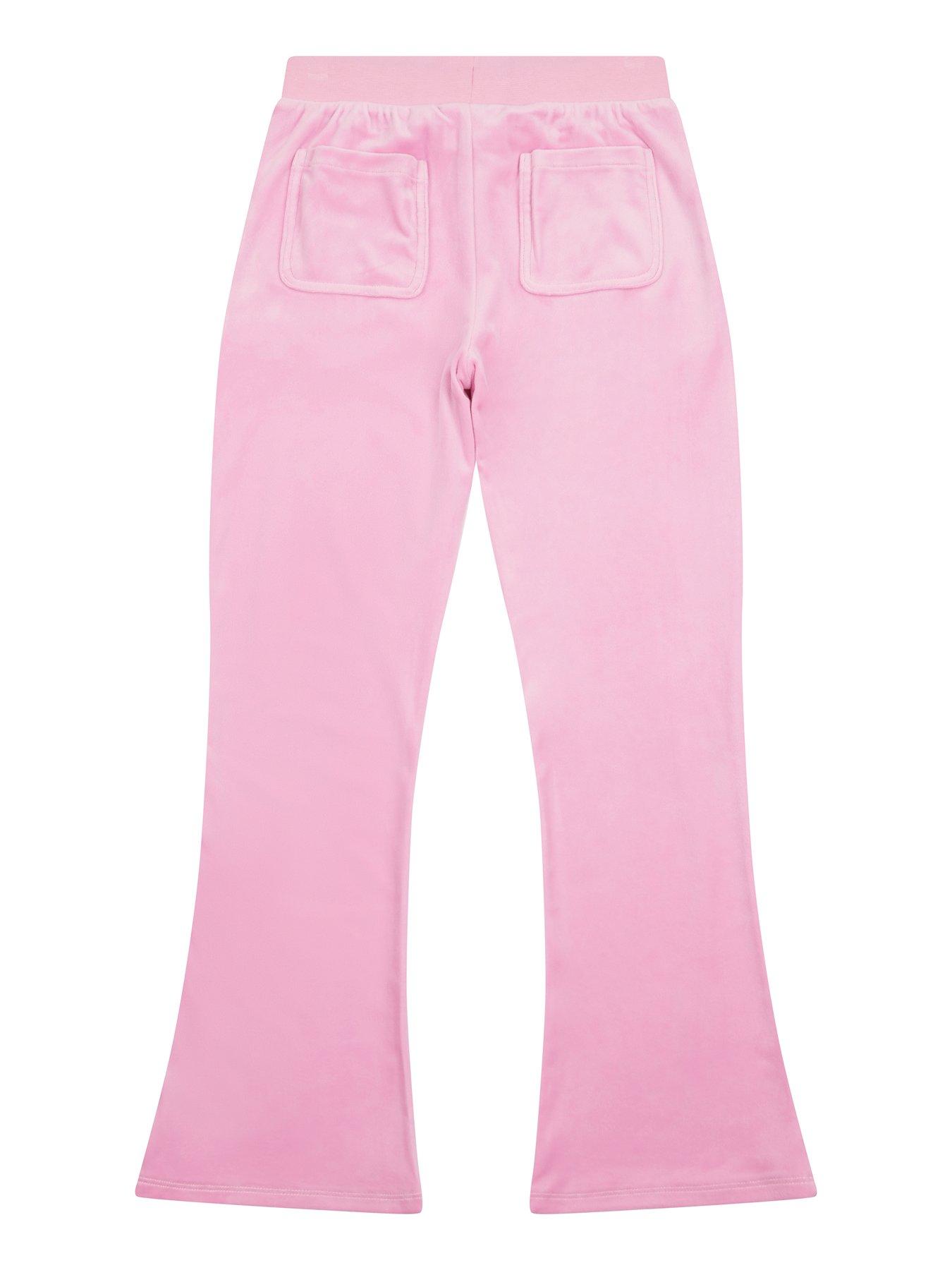Image 6 of 6 of Juicy Couture Girls Diamante Velour Bootcut Jogger  - Pink