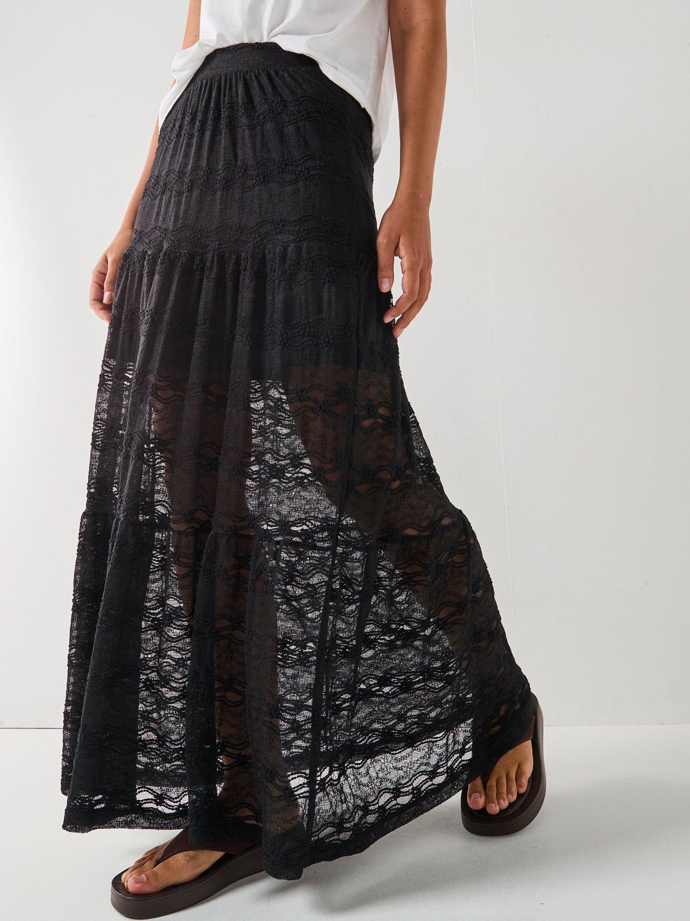 undefined Luna Long Midi Jersey Skirt - Black