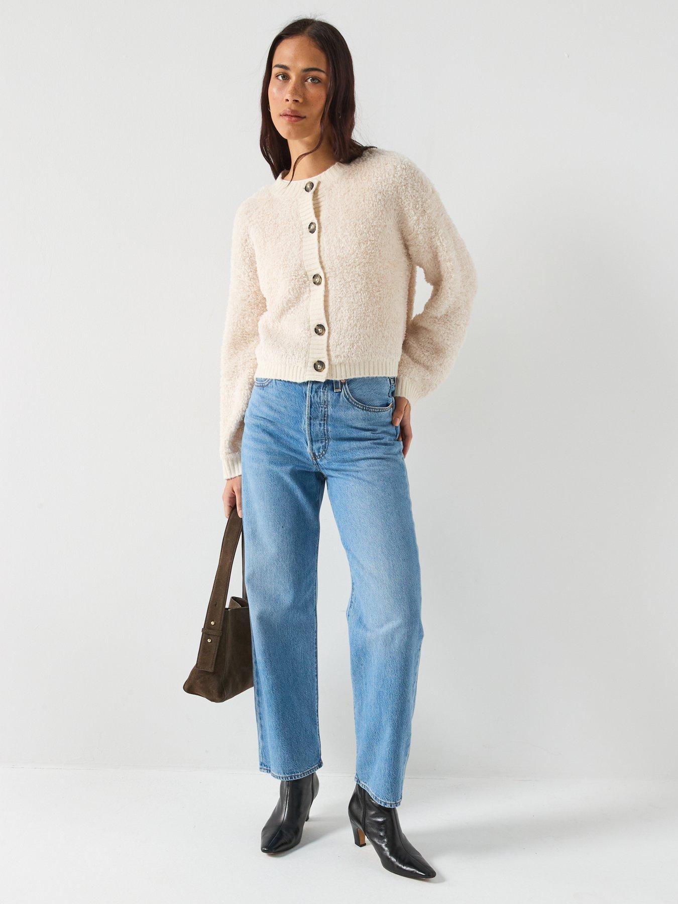  image of jdy-long-sleeve-boucle-cardigan-beige