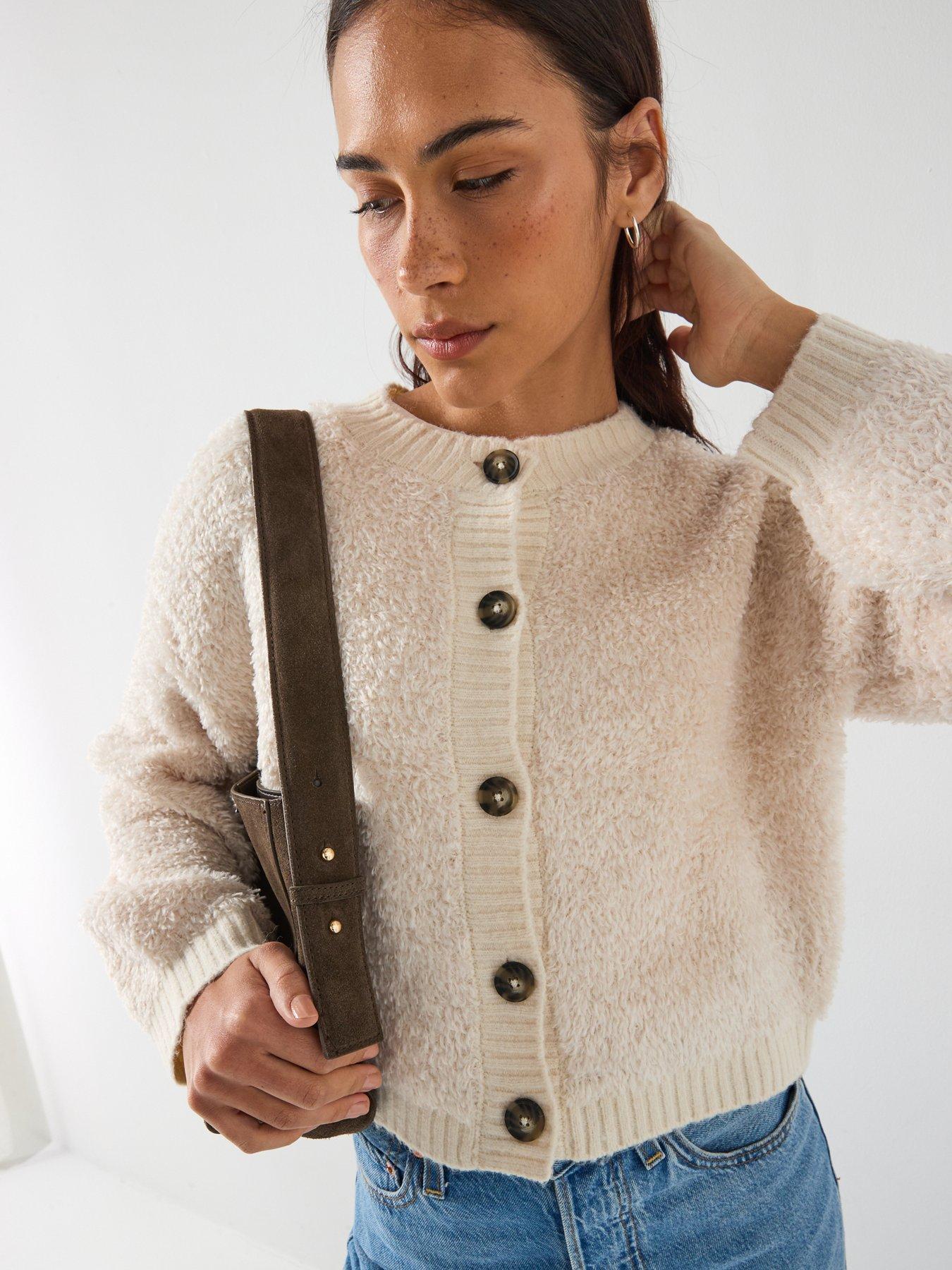  image of jdy-long-sleeve-boucle-cardigan-beige