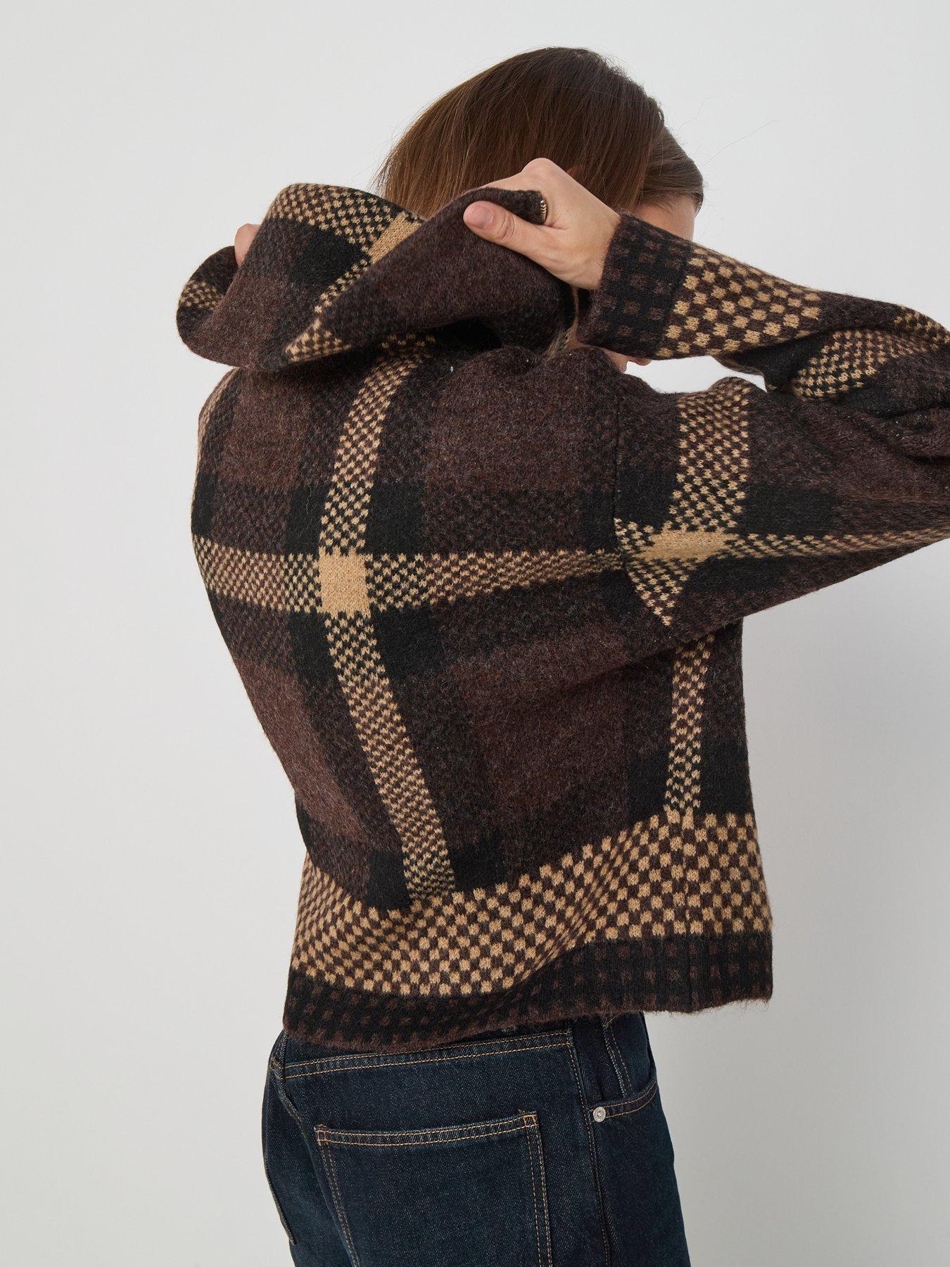  image of jdy-2-way-zip-funnel-neck-cardigan-brown