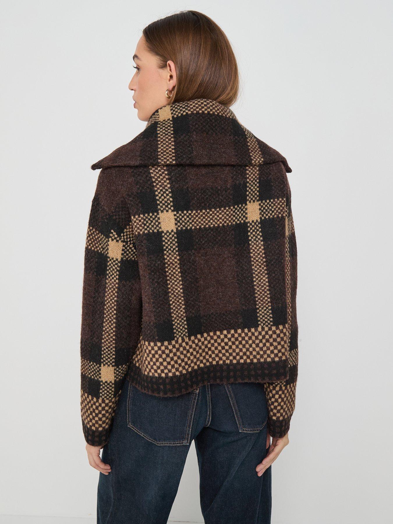  image of jdy-2-way-zip-funnel-neck-cardigan-brown