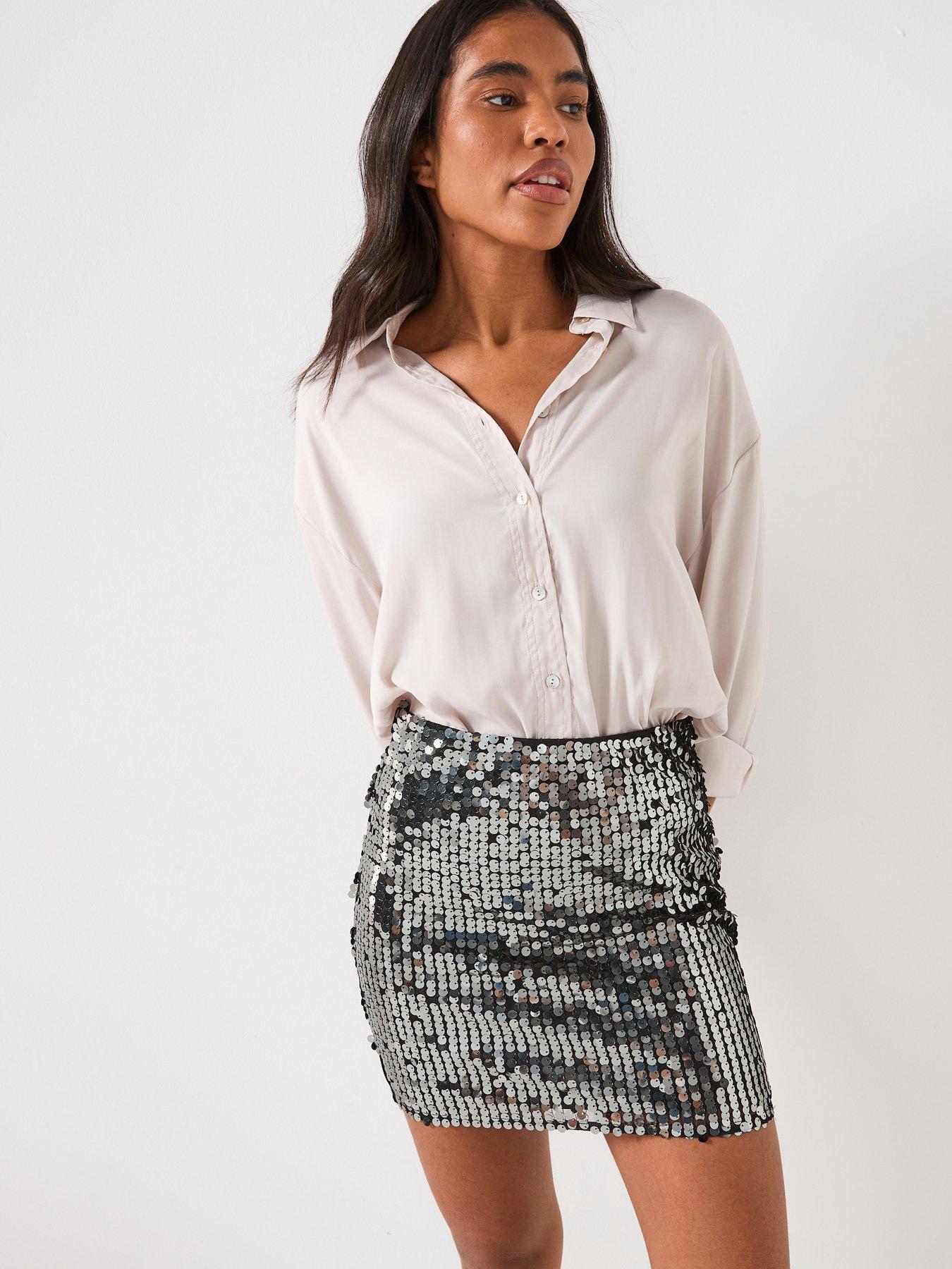  image of jdy-troja-sequin-mini-skirt-black