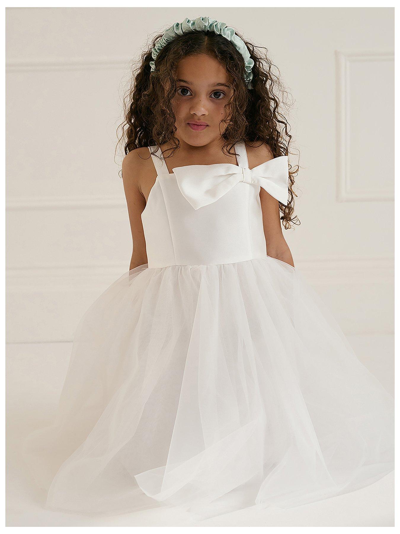 undefined Girls Betty Bow Dress - Ivory