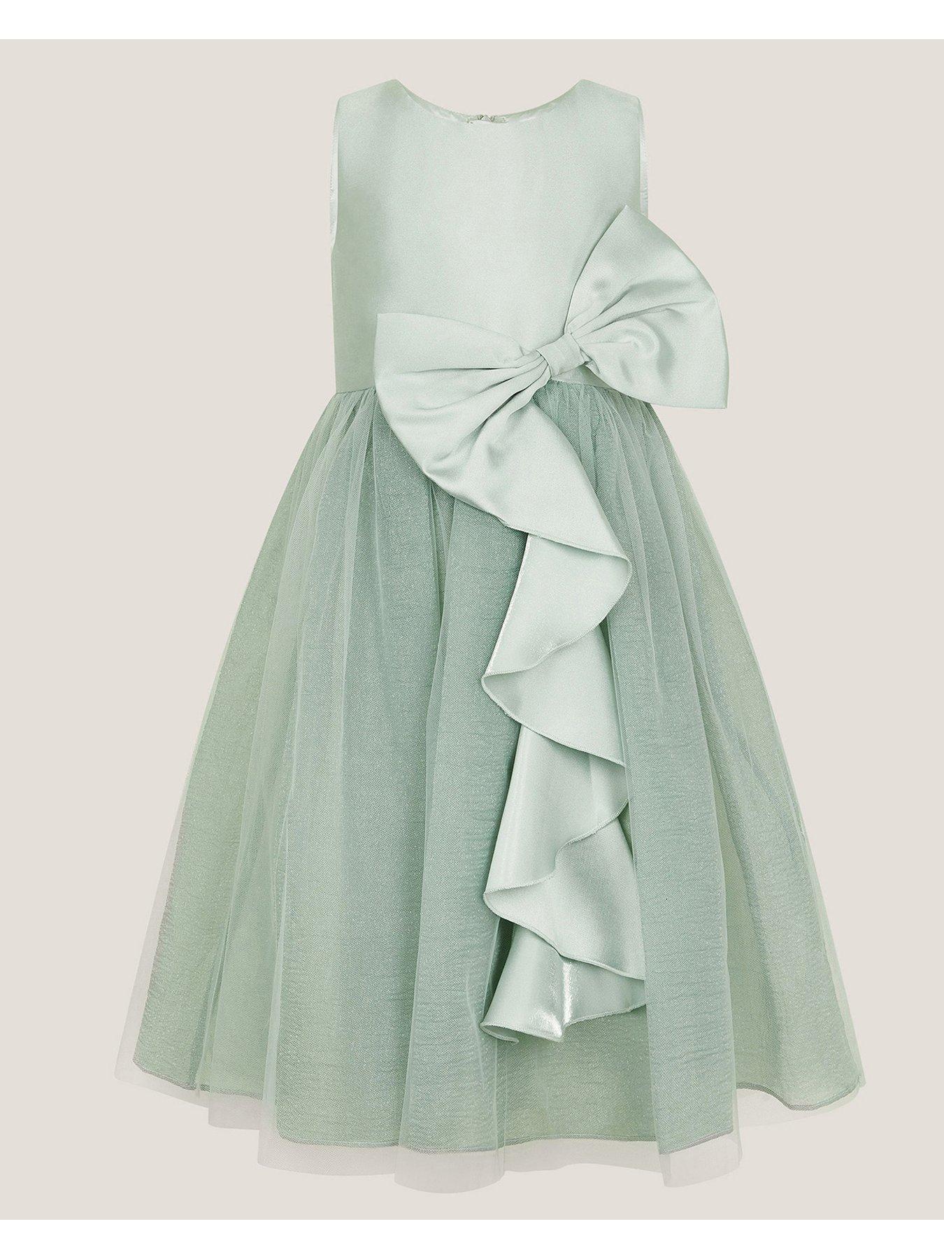  image of monsoon-girls-waterfall-bow-tulle-dress-green