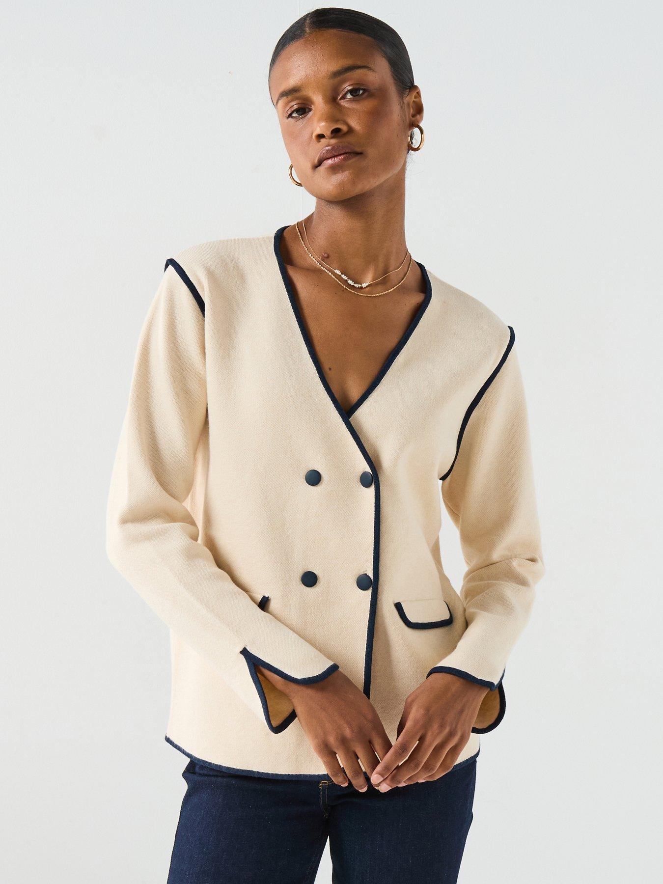 jdy-contrast-long-sleeve-knitted-blazer-beige