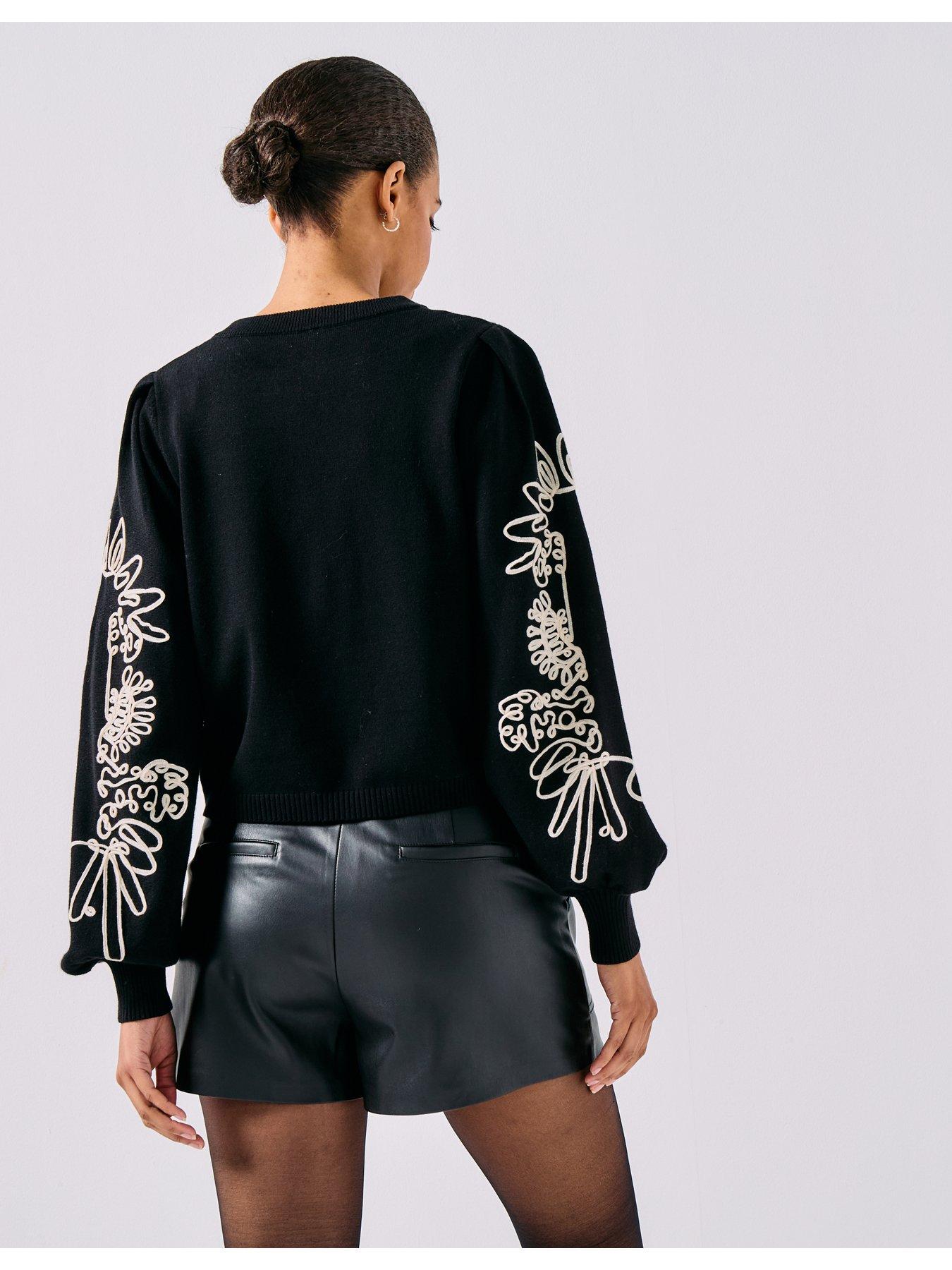 stillFront image of only-magnolia-long-sleeve-detailed-pullover-jumper-black