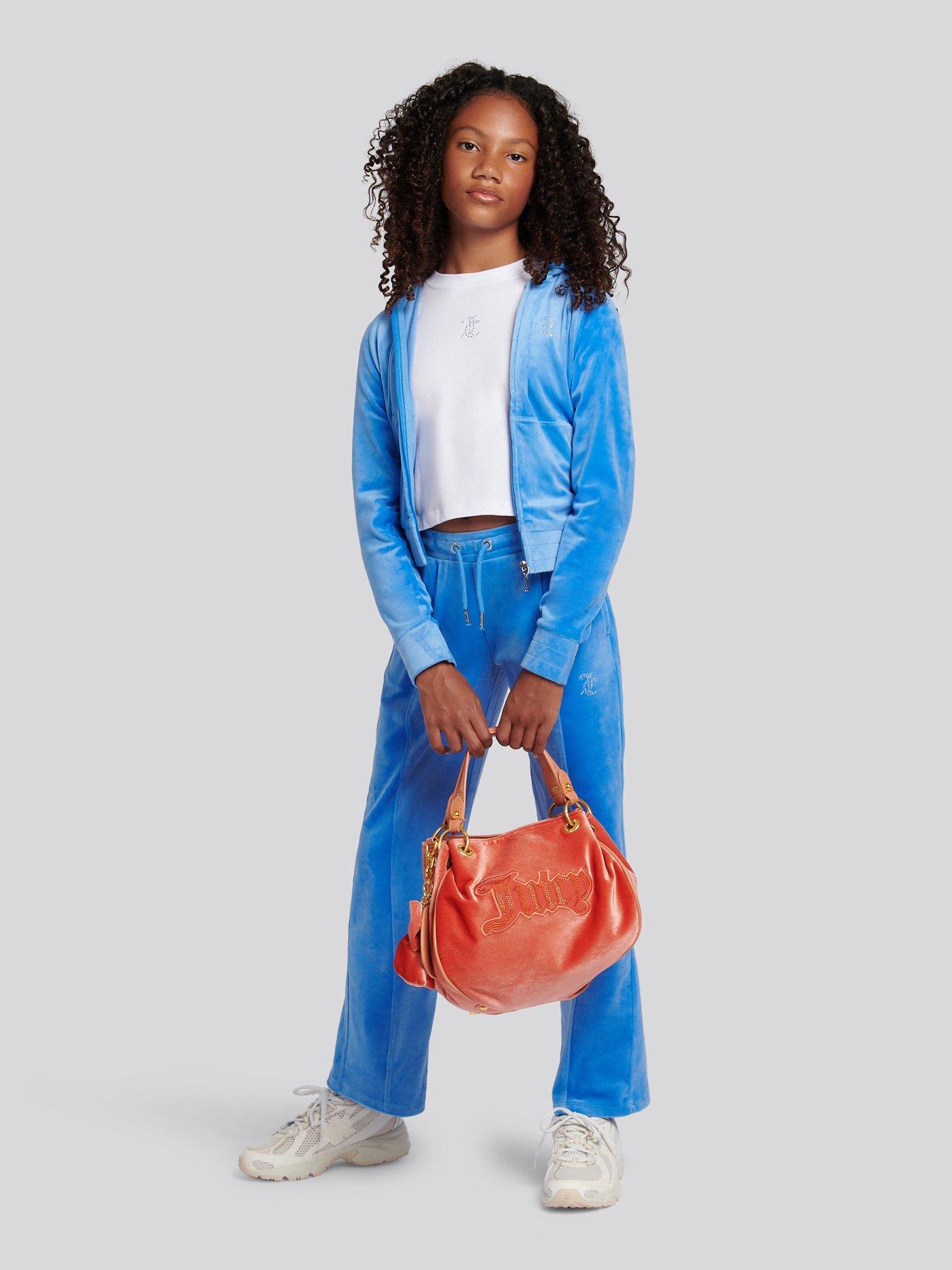  image of juicy-couture-girls-cord-panelled-zip-through-hoodie-blue