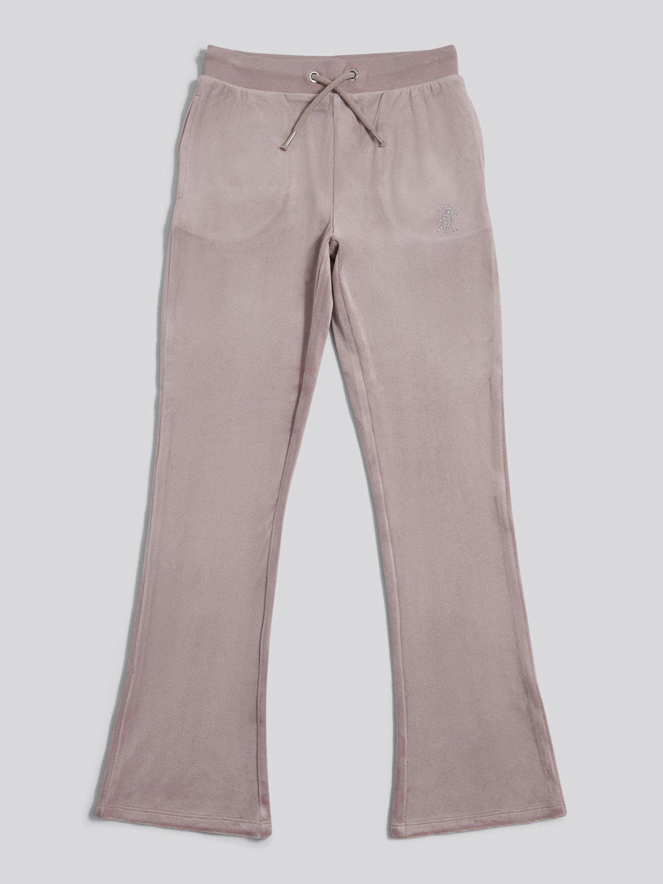 Juicy Couture Girls Diamante Velour Bootcut Jogger - Nude