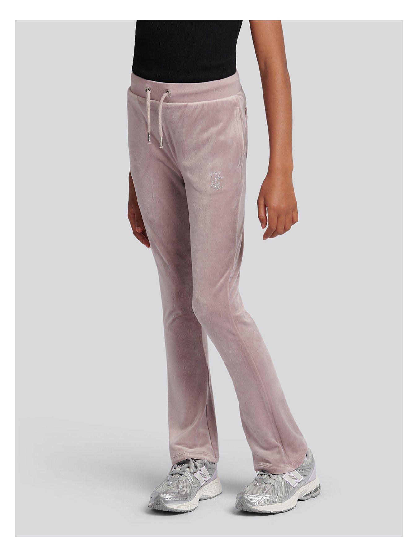  image of juicy-couture-girls-diamante-velour-bootcut-jogger-nude