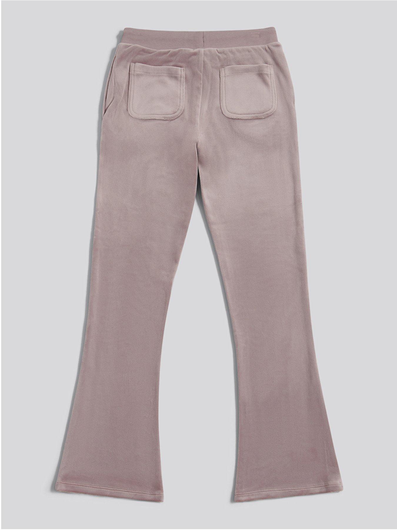  image of juicy-couture-girls-diamante-velour-bootcut-jogger-nude