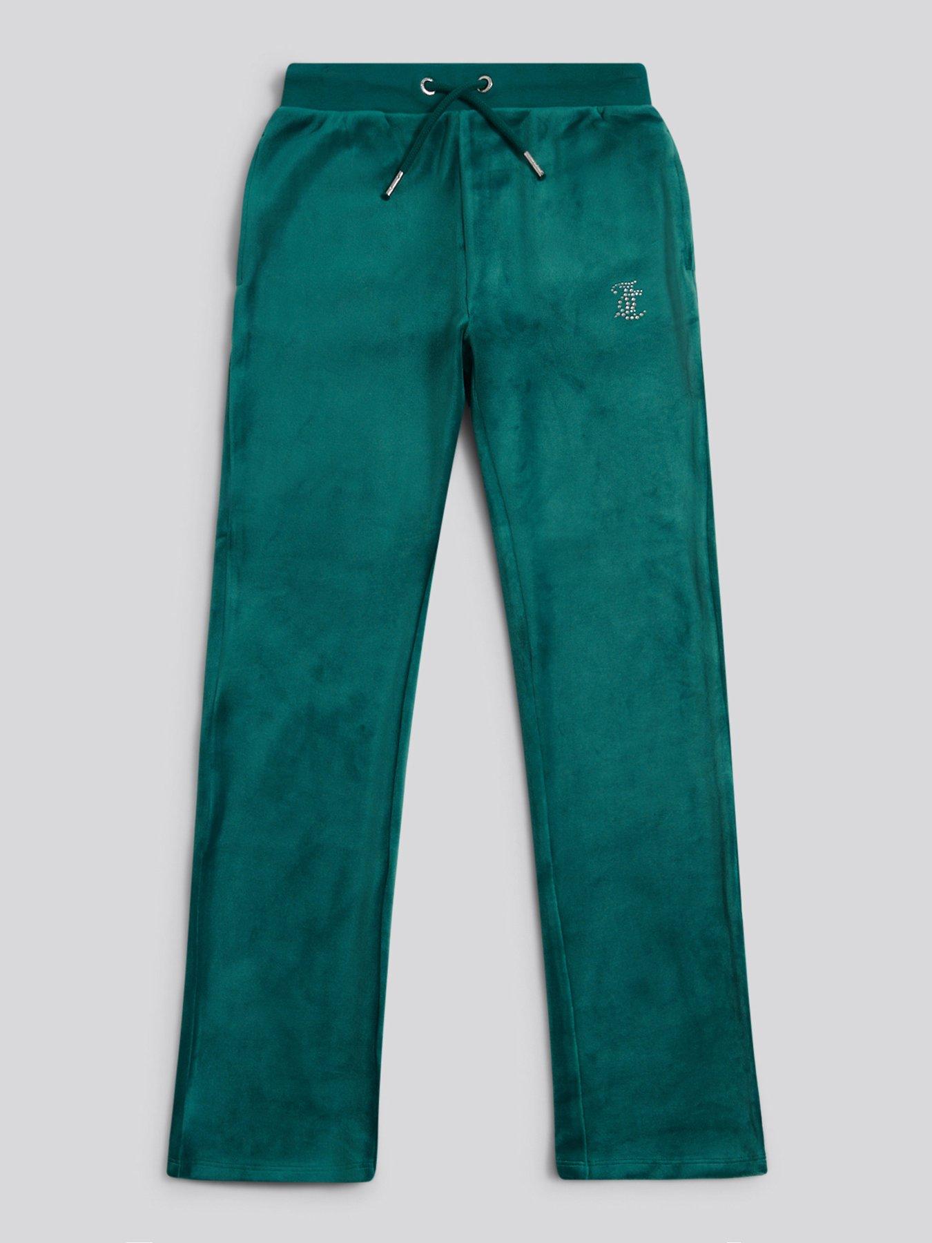 Juicy Couture Girls Diamante Velour Bootcut Jogger - Green