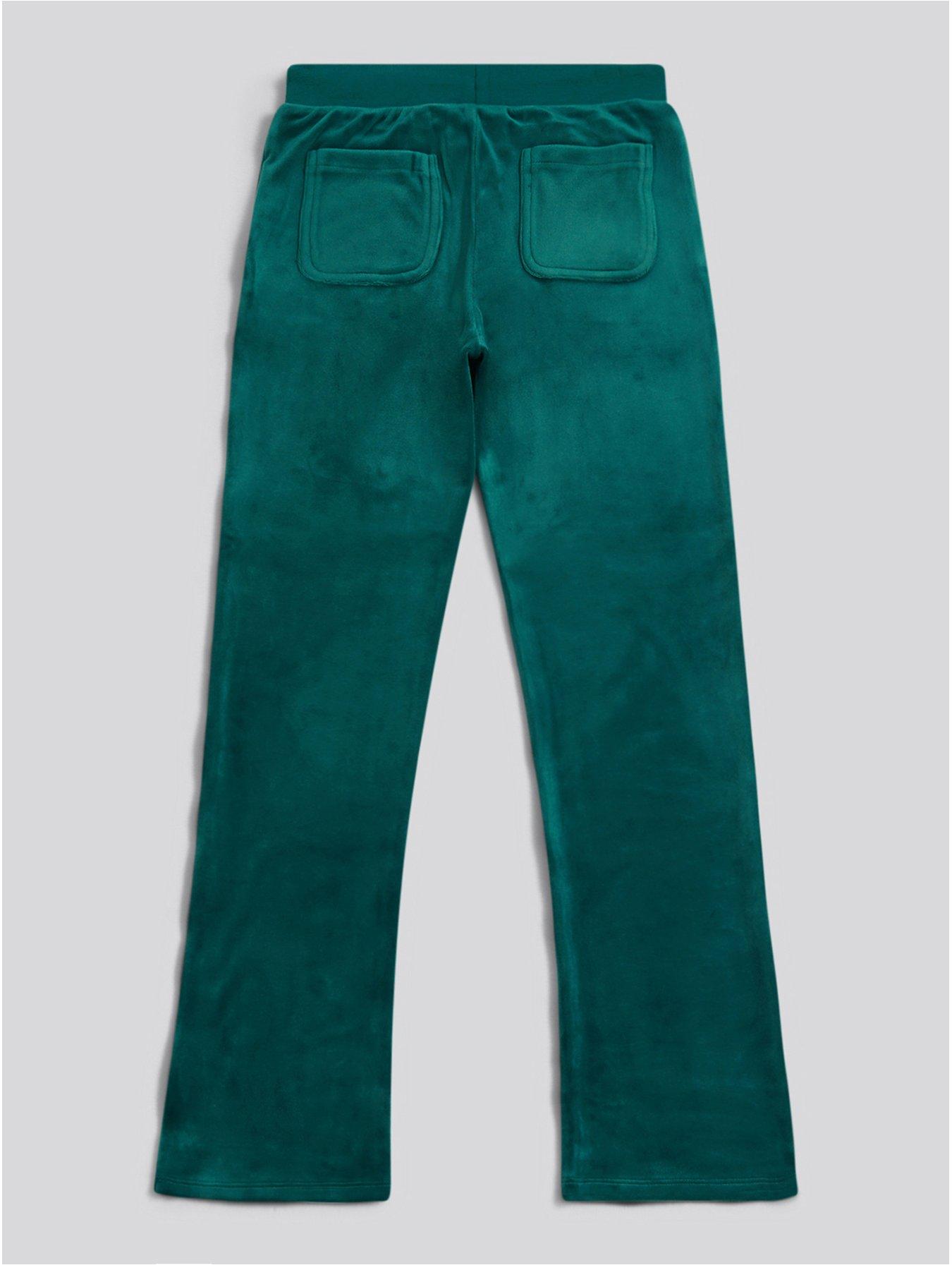 Image 3 of 4 of Juicy Couture Girls Diamante Velour Bootcut Jogger - Green