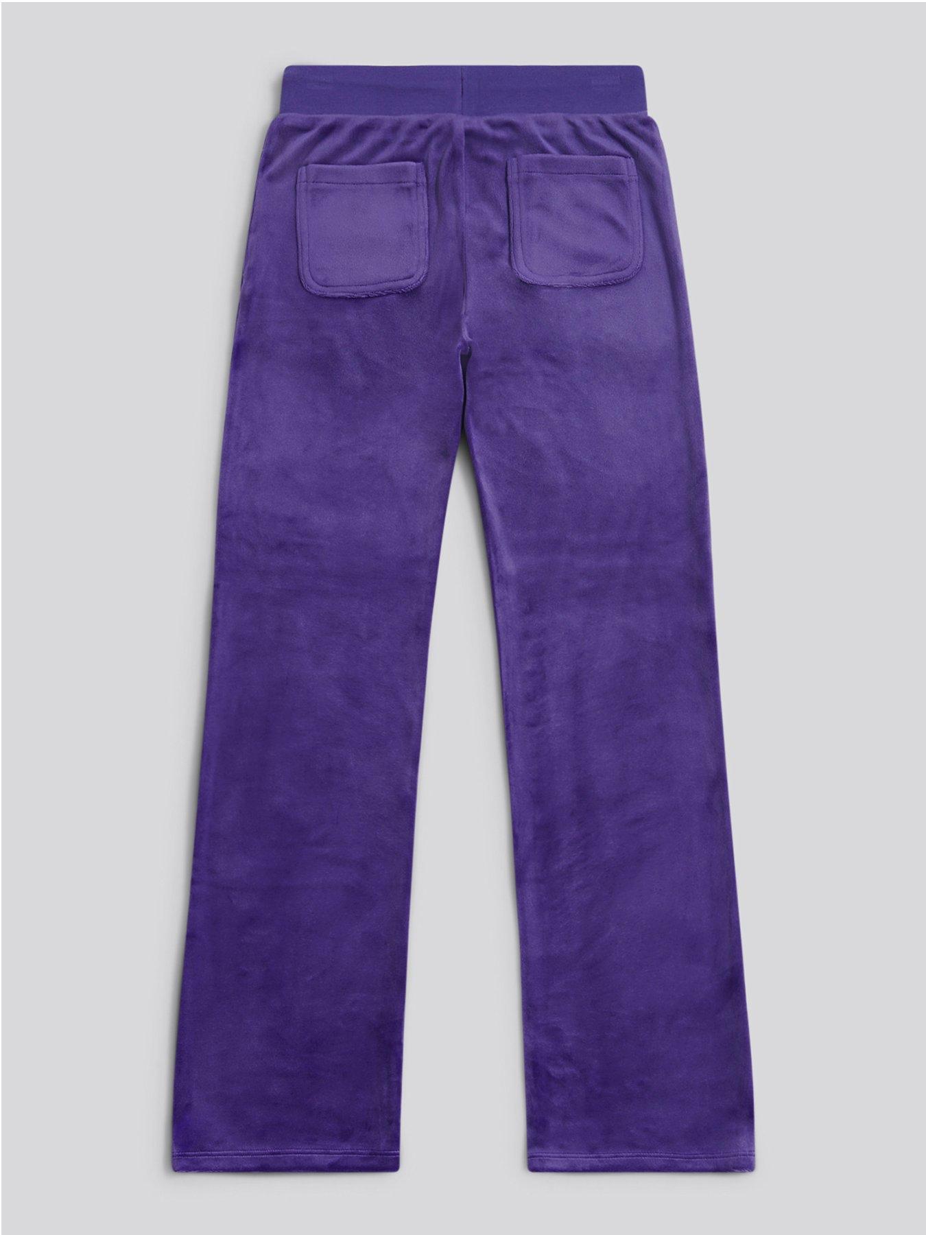  image of juicy-couture-girls-diamante-velour-bootcut-jogger-blue