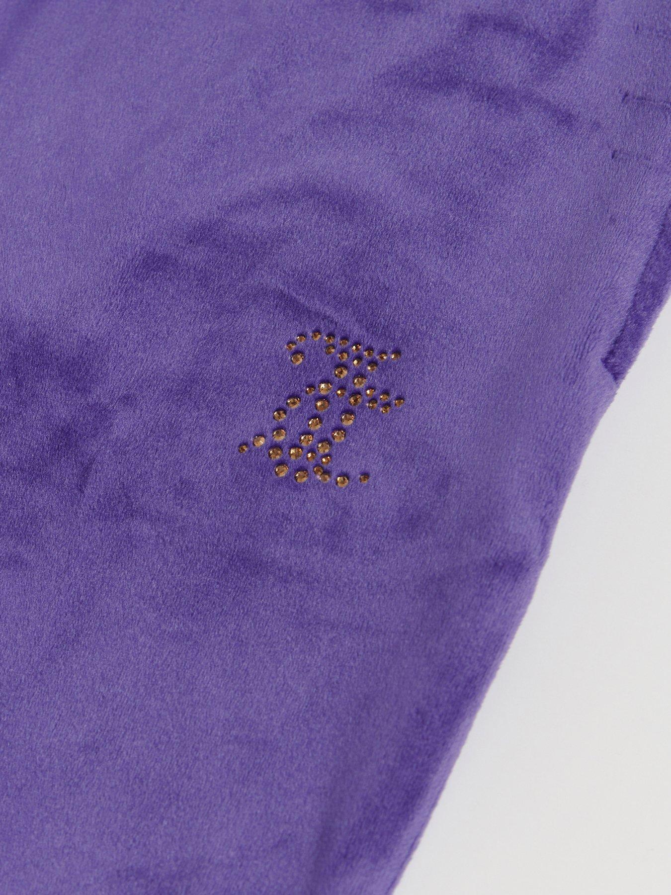  image of juicy-couture-girls-diamante-velour-bootcut-jogger-blue