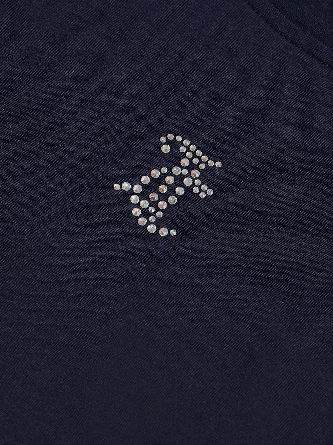 Image 4 of 5 of Juicy Couture Girls Diamante Arm Long Sleeve T-Shirt - Navy