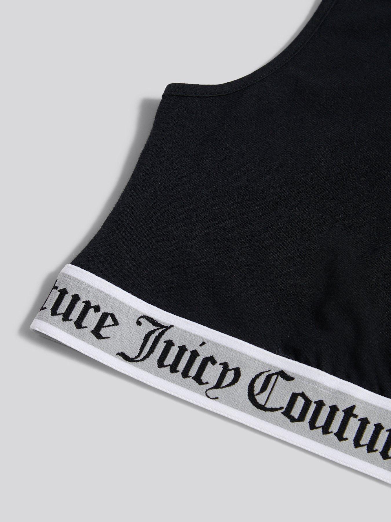  image of juicy-couture-girls-elastic-lounge-crop-vest-and-wide-leg-bottoms-black