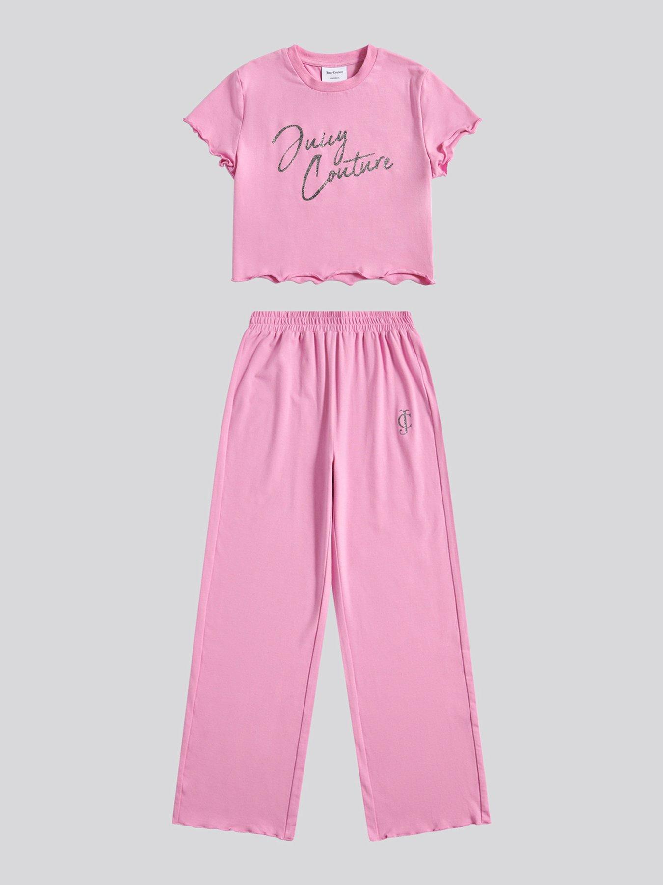  image of juicy-couture-girls-script-lettuce-short-sleeve-t-shirt-amp-wide-leg-pyjama-set-pink
