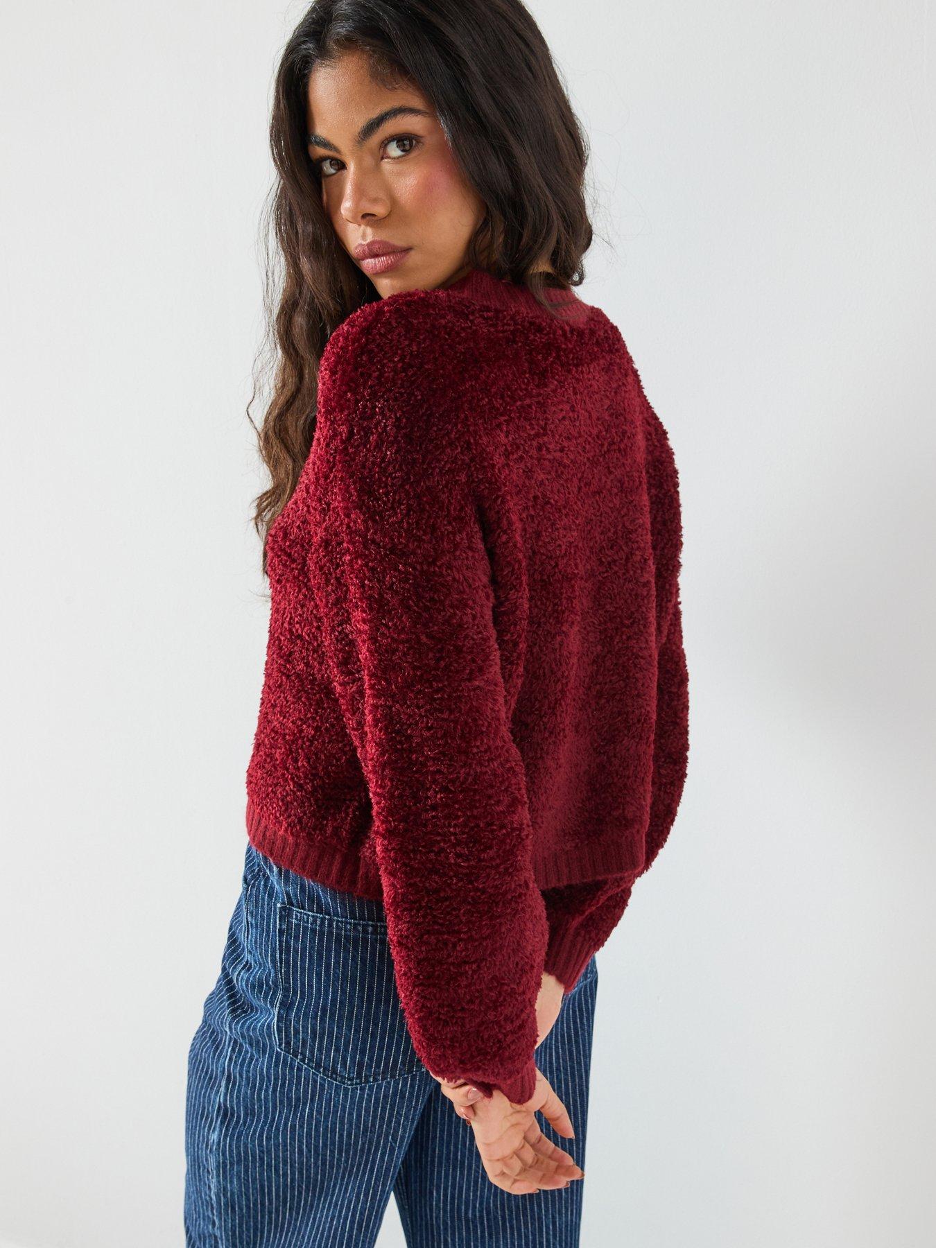 stillFront image of jdy-long-sleeve-boucle-cardigan-red