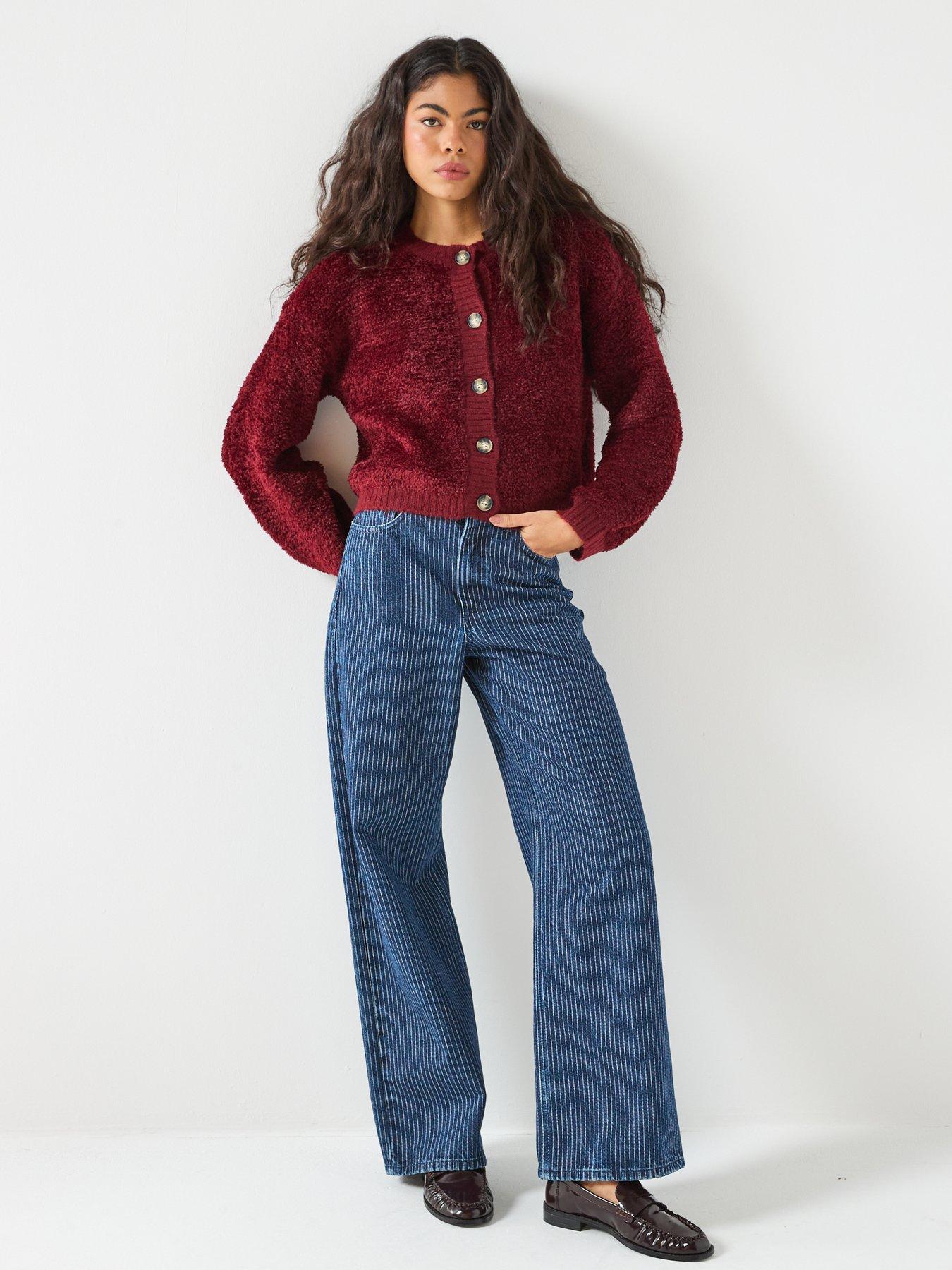  image of jdy-long-sleeve-boucle-cardigan-red