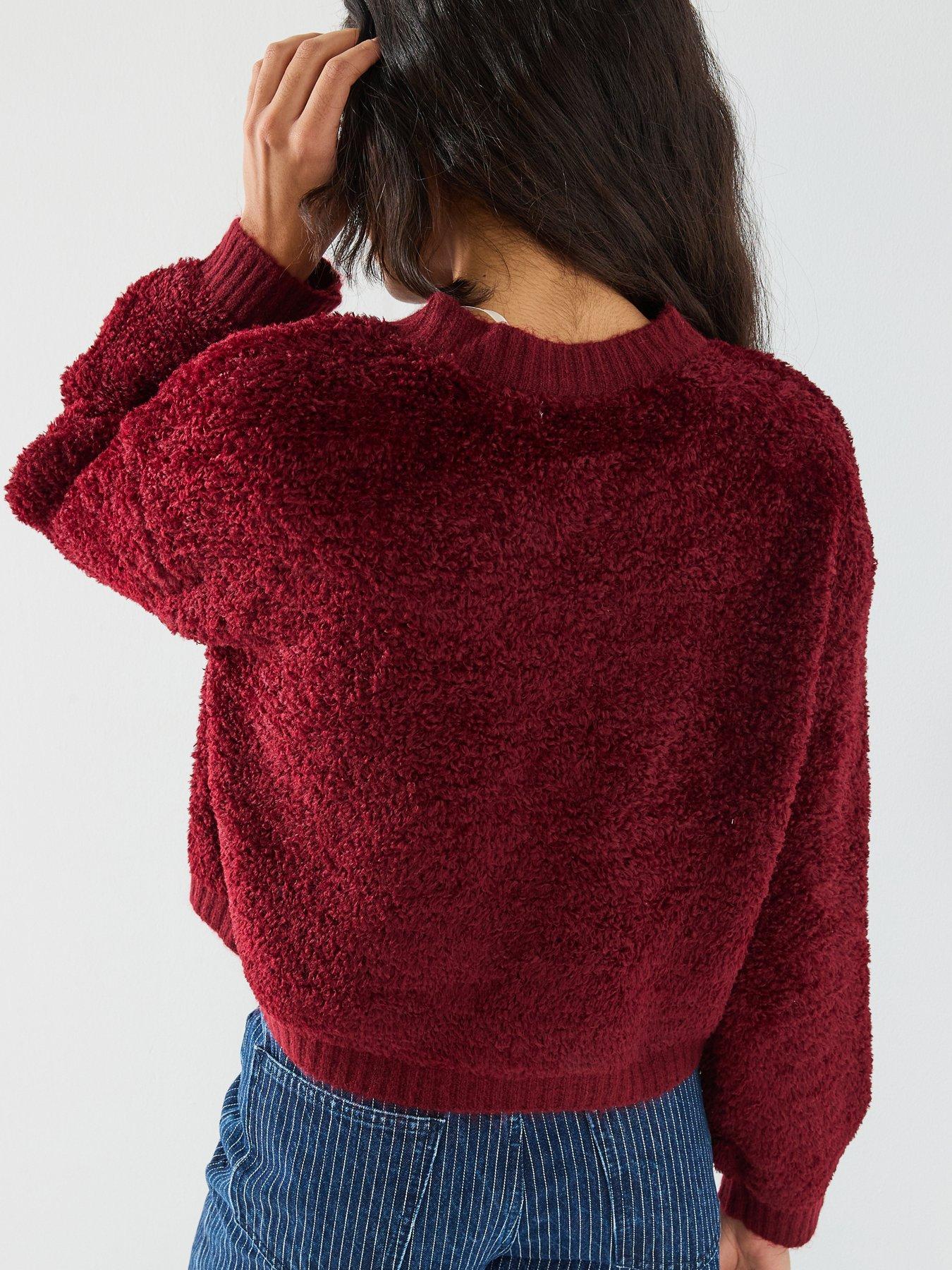  image of jdy-long-sleeve-boucle-cardigan-red