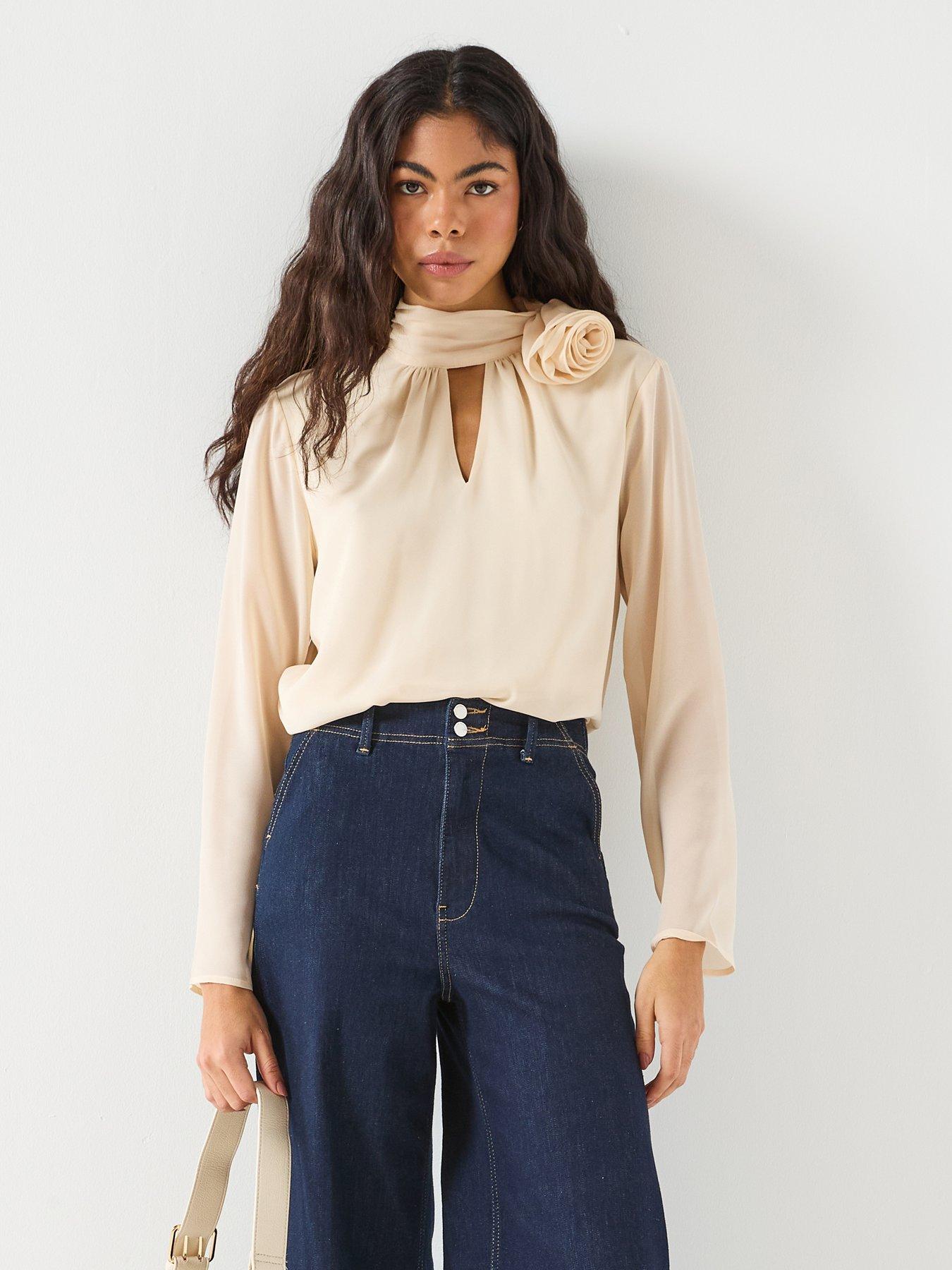 JDY Jdynomi L/s High Neck Rose Top Wvn