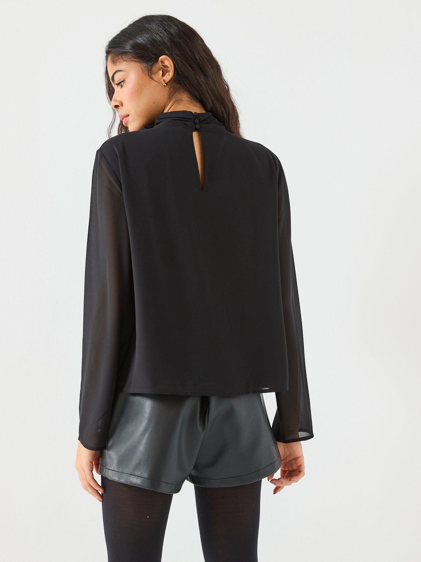 stillFront image of jdy-nomi-long-sleeve-high-neck-rose-top-black