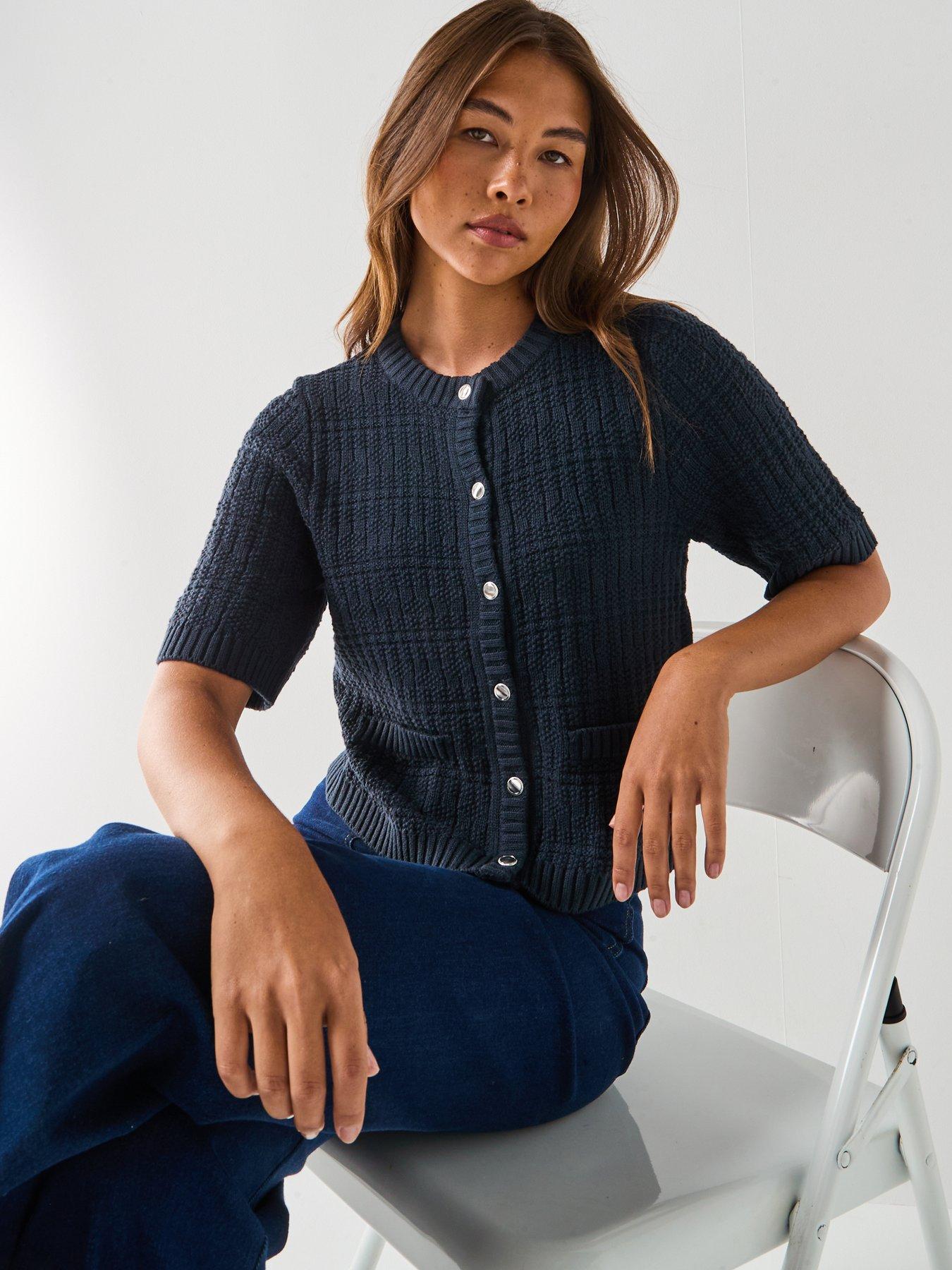 Image 6 of 6 of JDY Tikka Short Sleeve O-neck Cardigan - Navy