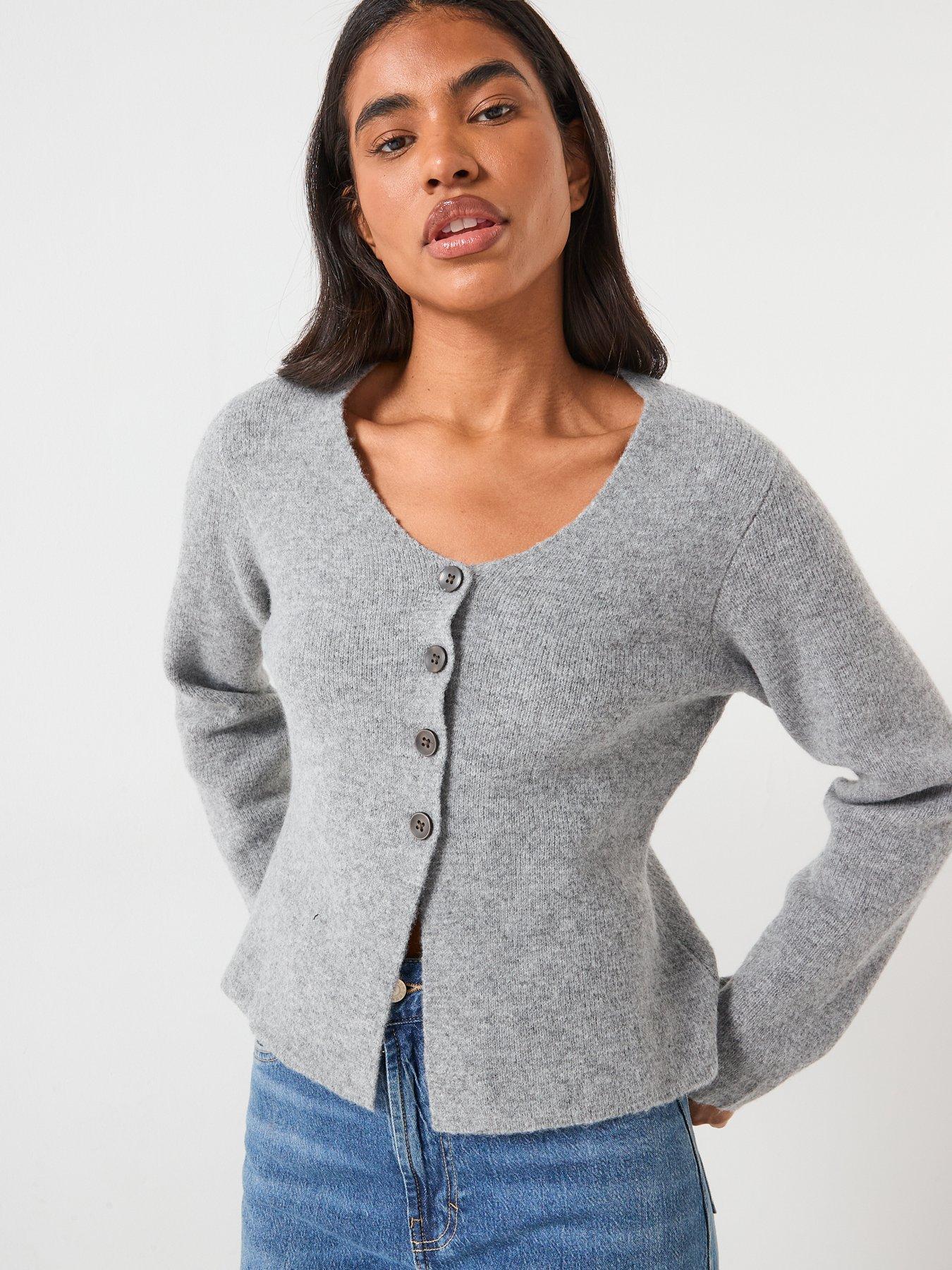 jdy-lea-life-button-cardigan-grey