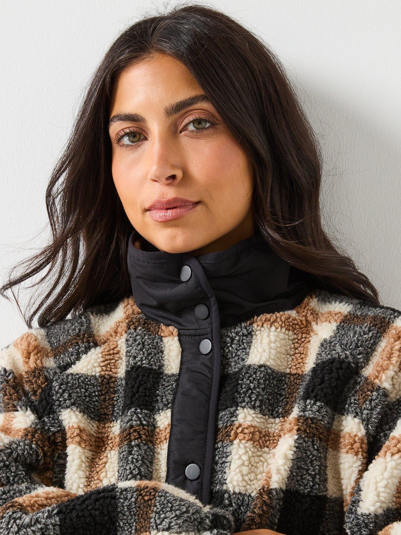 Image 5 of 5 of Only Button Down Check Teddy Jacket - Multi