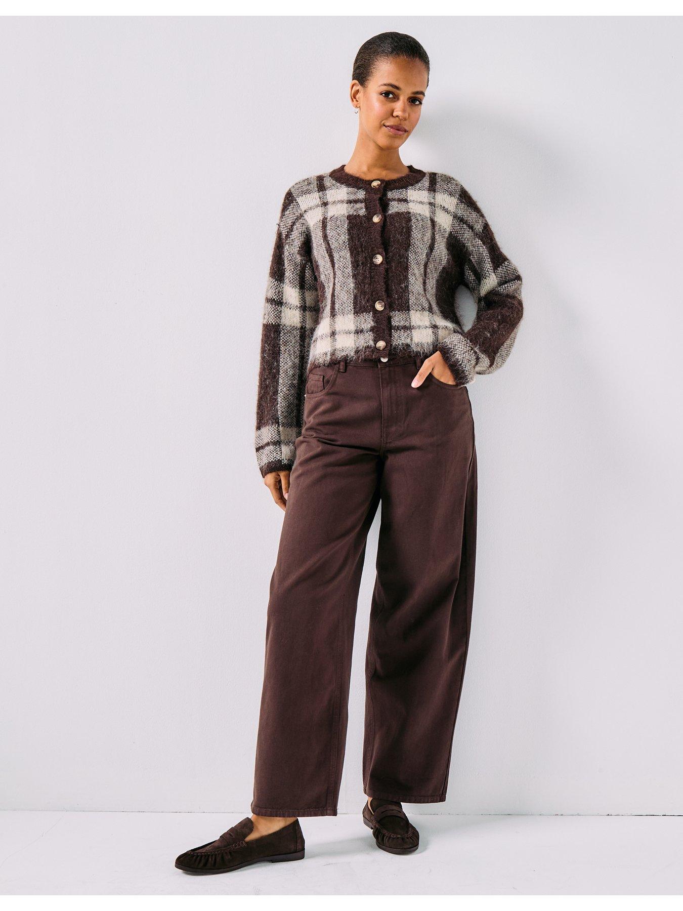  image of only-beverly-life-long-sleeve-button-knitted-cardigan-brown