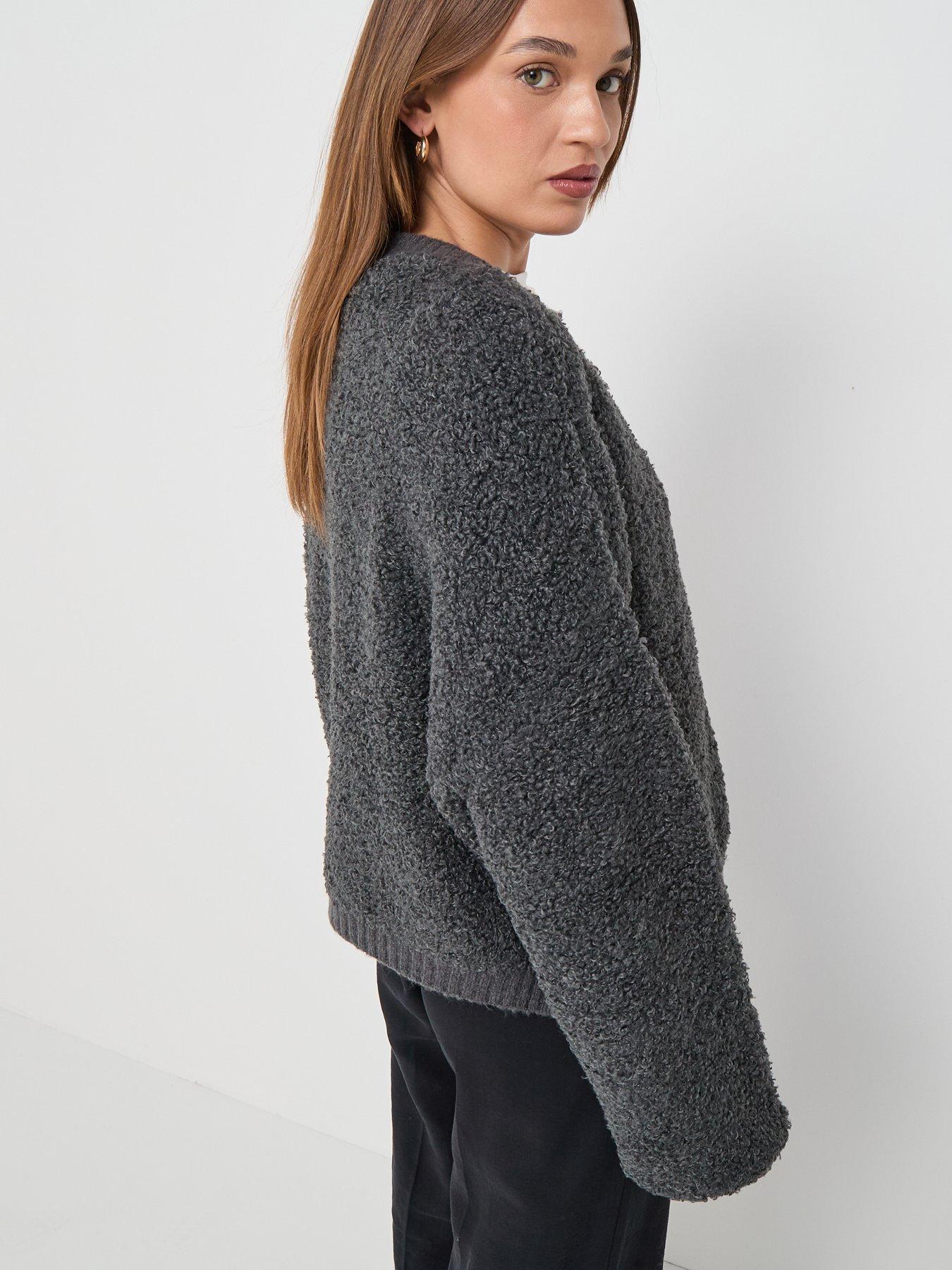 stillFront image of jdy-long-sleeve-teddy-cardigan-grey