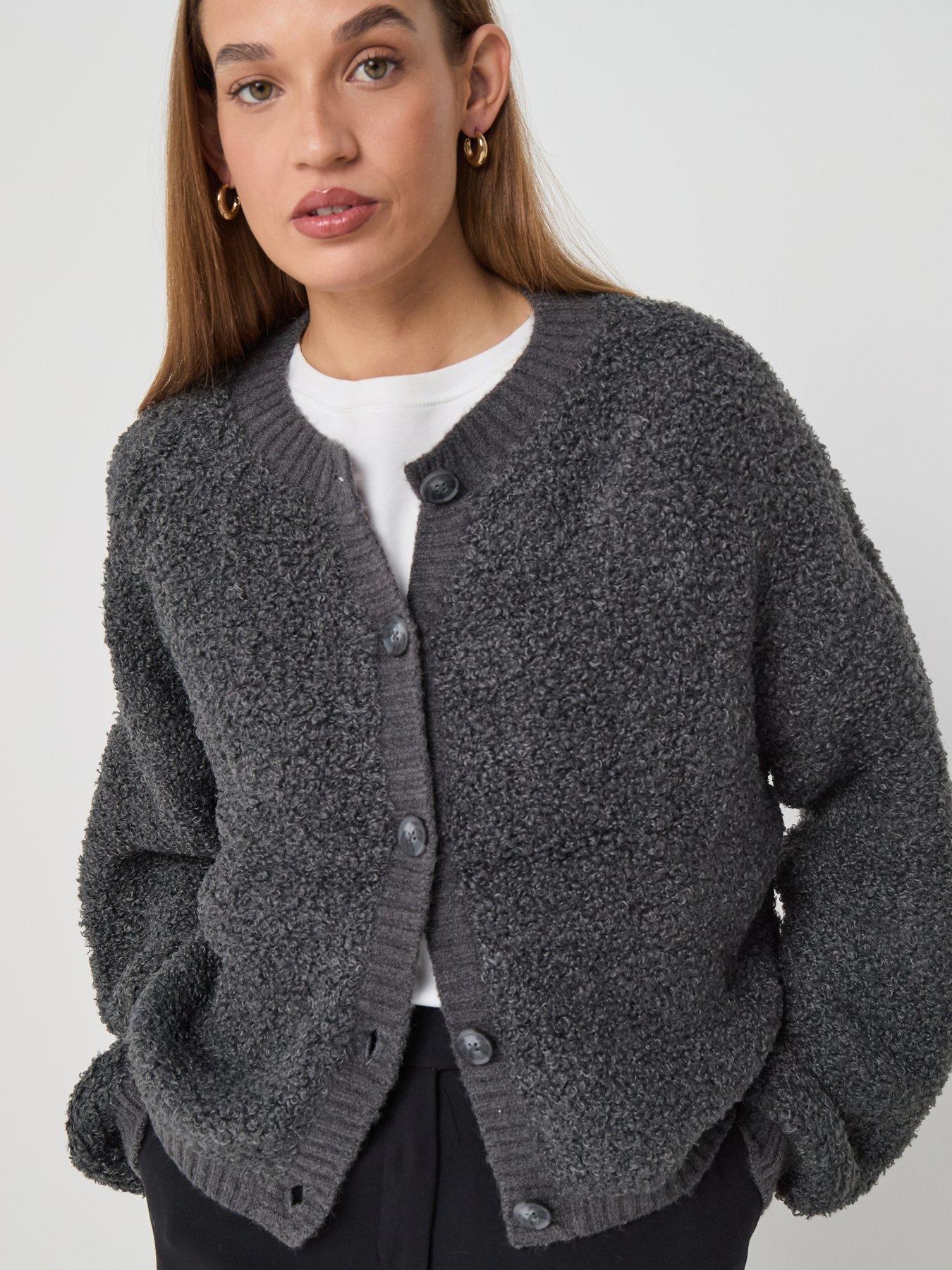  image of jdy-long-sleeve-teddy-cardigan-grey