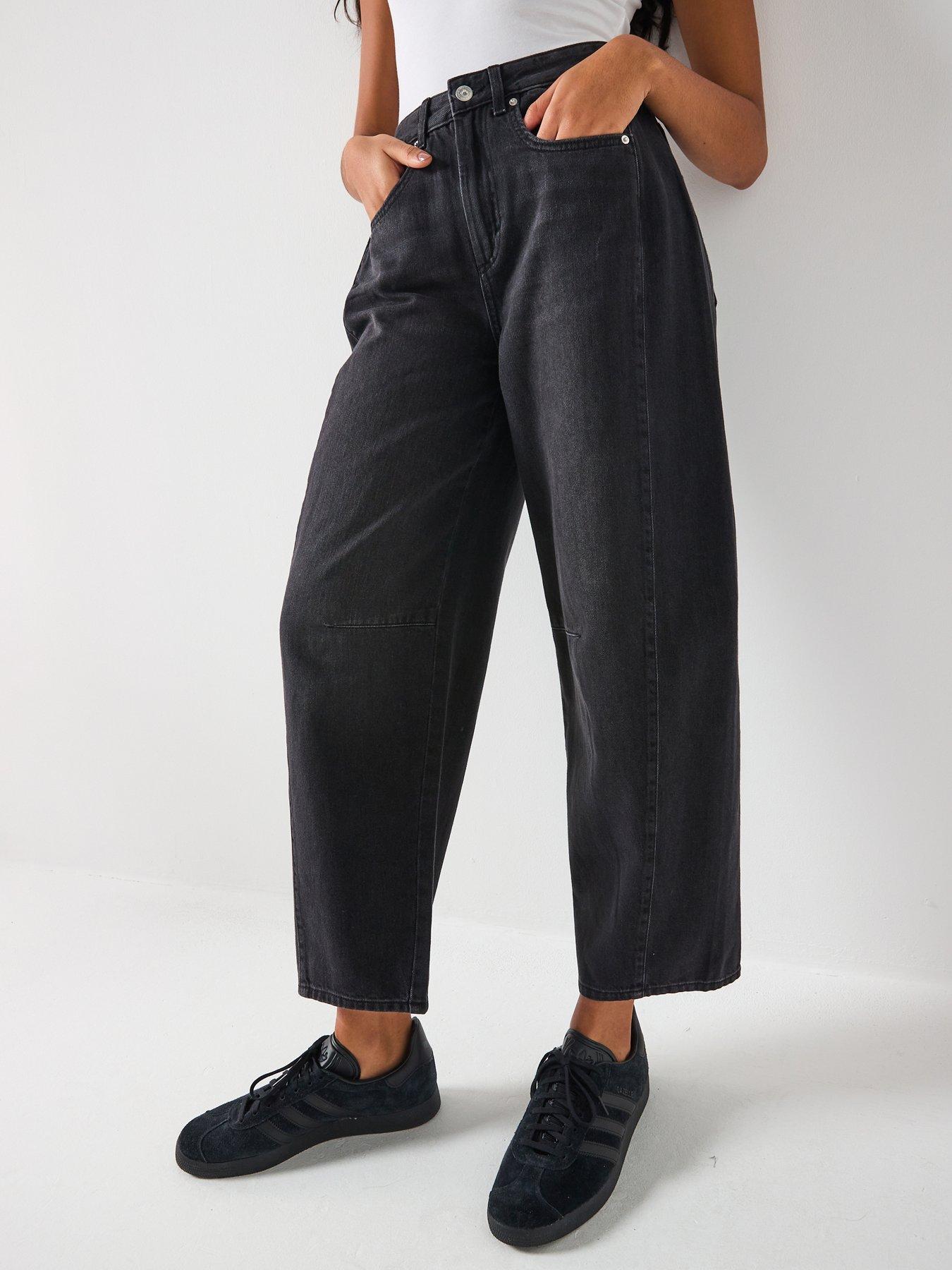 Image 1 of 6 of Only Onlchara High Waist Horseshoe Denim - Black