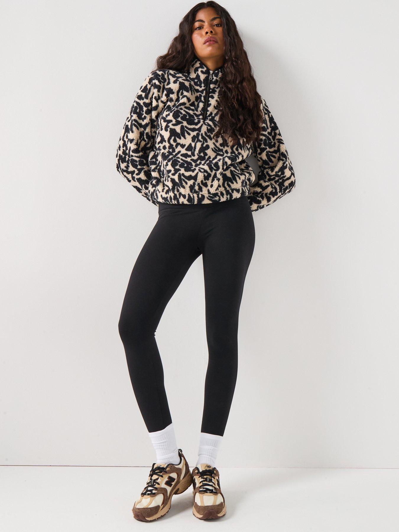 Image 3 of 5 of Only Animal Print Quarter Zip Fleece Top - Beige