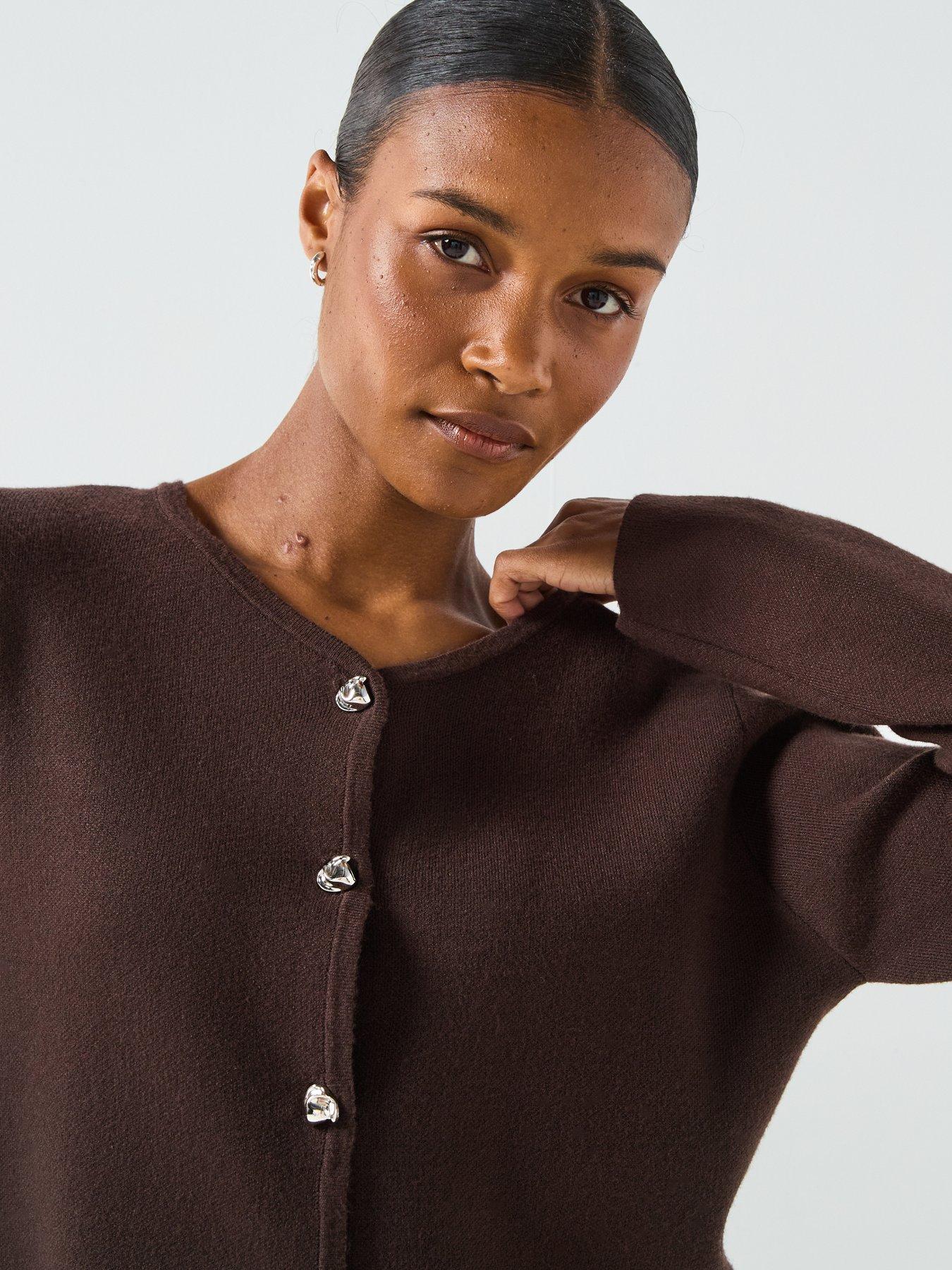 Image 4 of 6 of Only Scarlett Long Sleeve Button Cardigan - Brown
