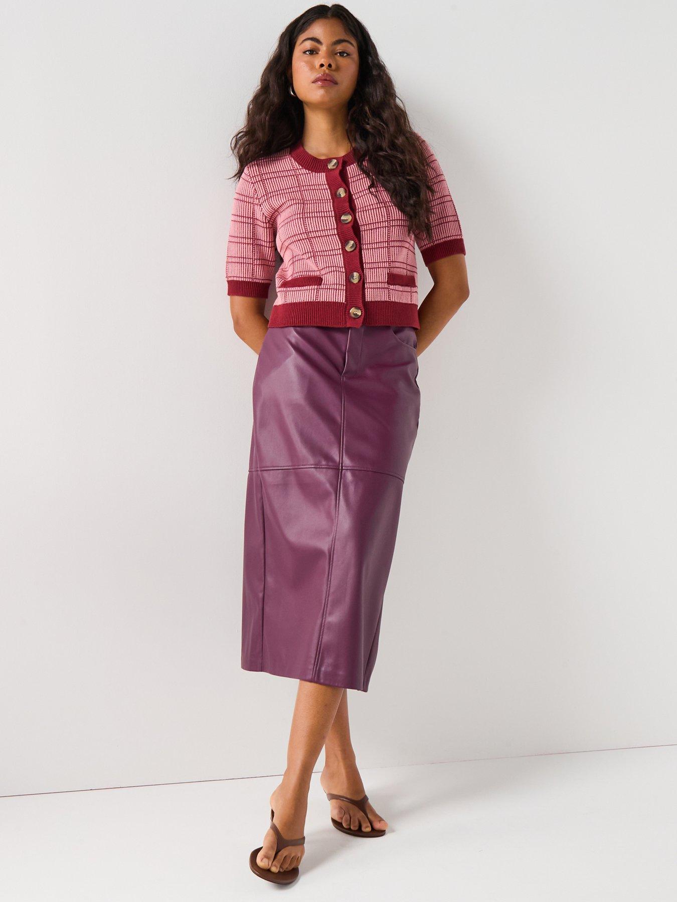 Only Verona Faux Leather Midi Skirt - Purple
