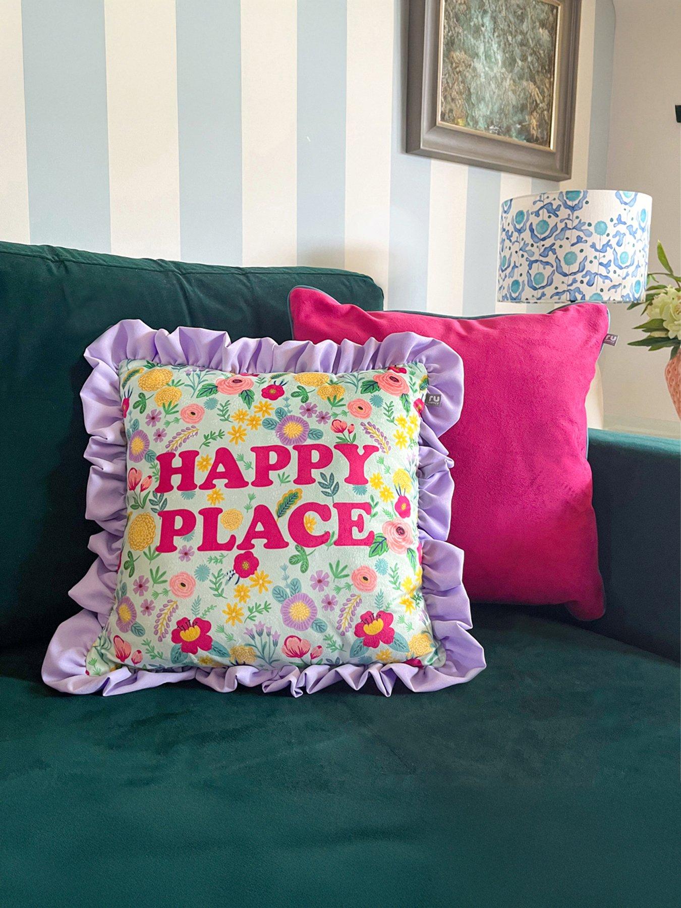 rucomfy Frilled Happy Place Cushion - Purple