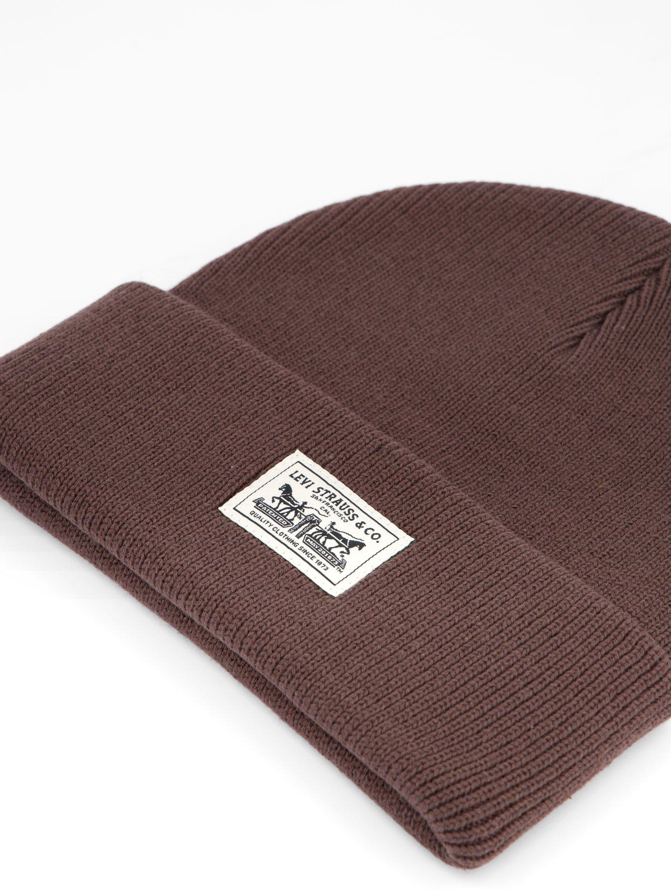 Image 3 of 4 of Levi's Backpatch Knitted Beanie Hat - Brown