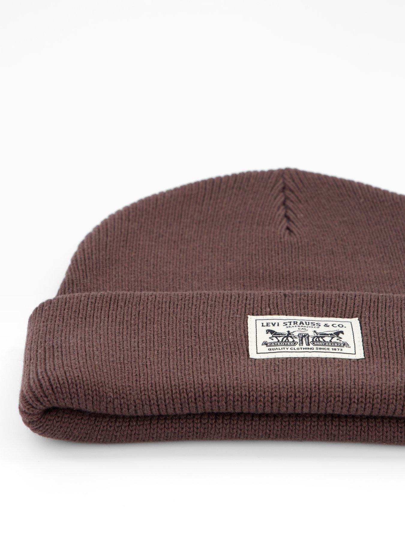 Image 4 of 4 of Levi's Backpatch Knitted Beanie Hat - Brown