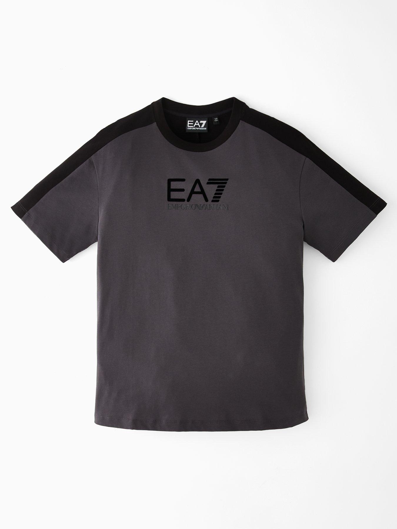 EA7 Emporio Armani Boys Train Athletic Colour Block Short Sleeve T-Shirt - Grey