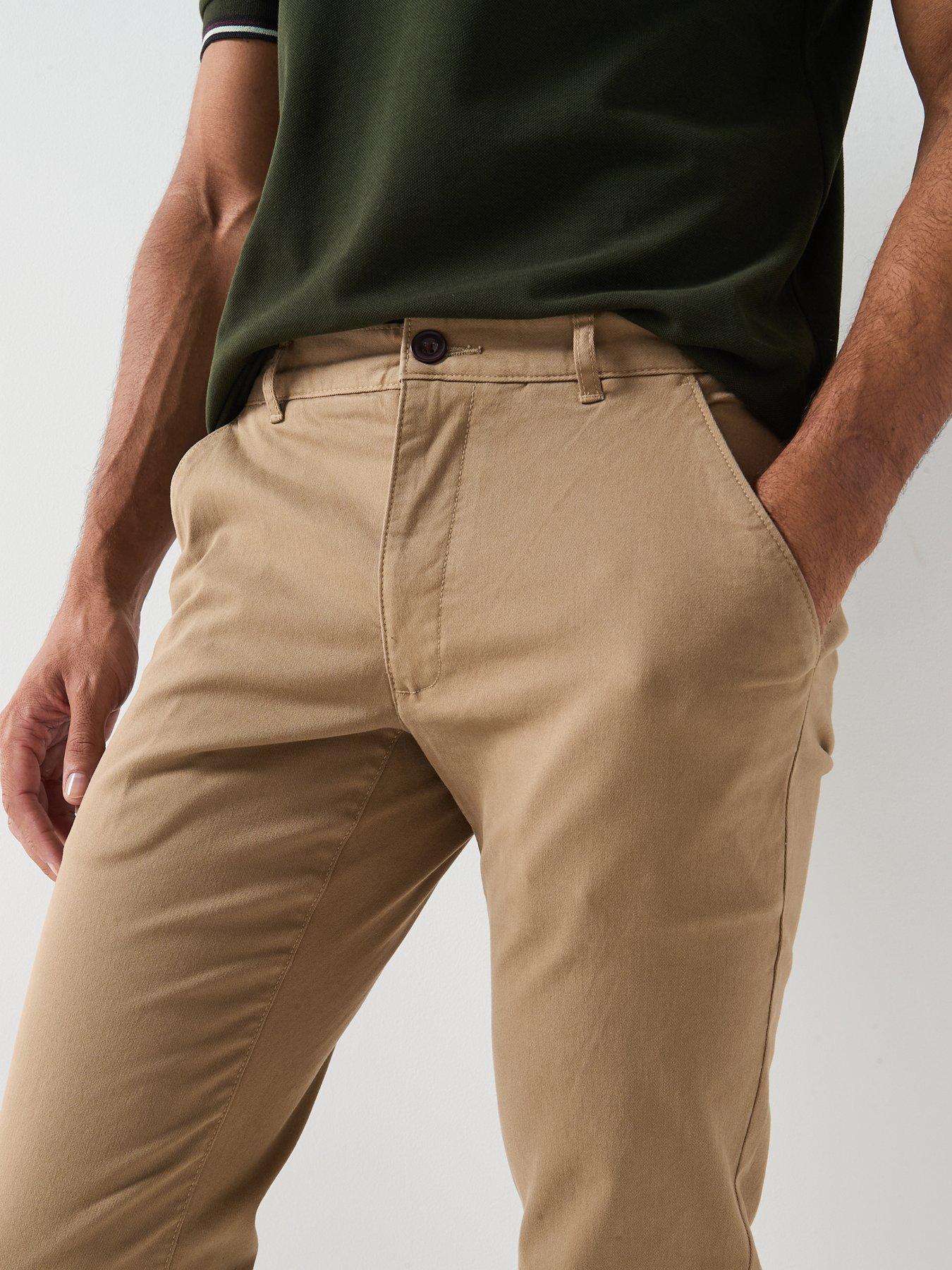  image of farah-elm-twill-slim-fit-chinos-beige