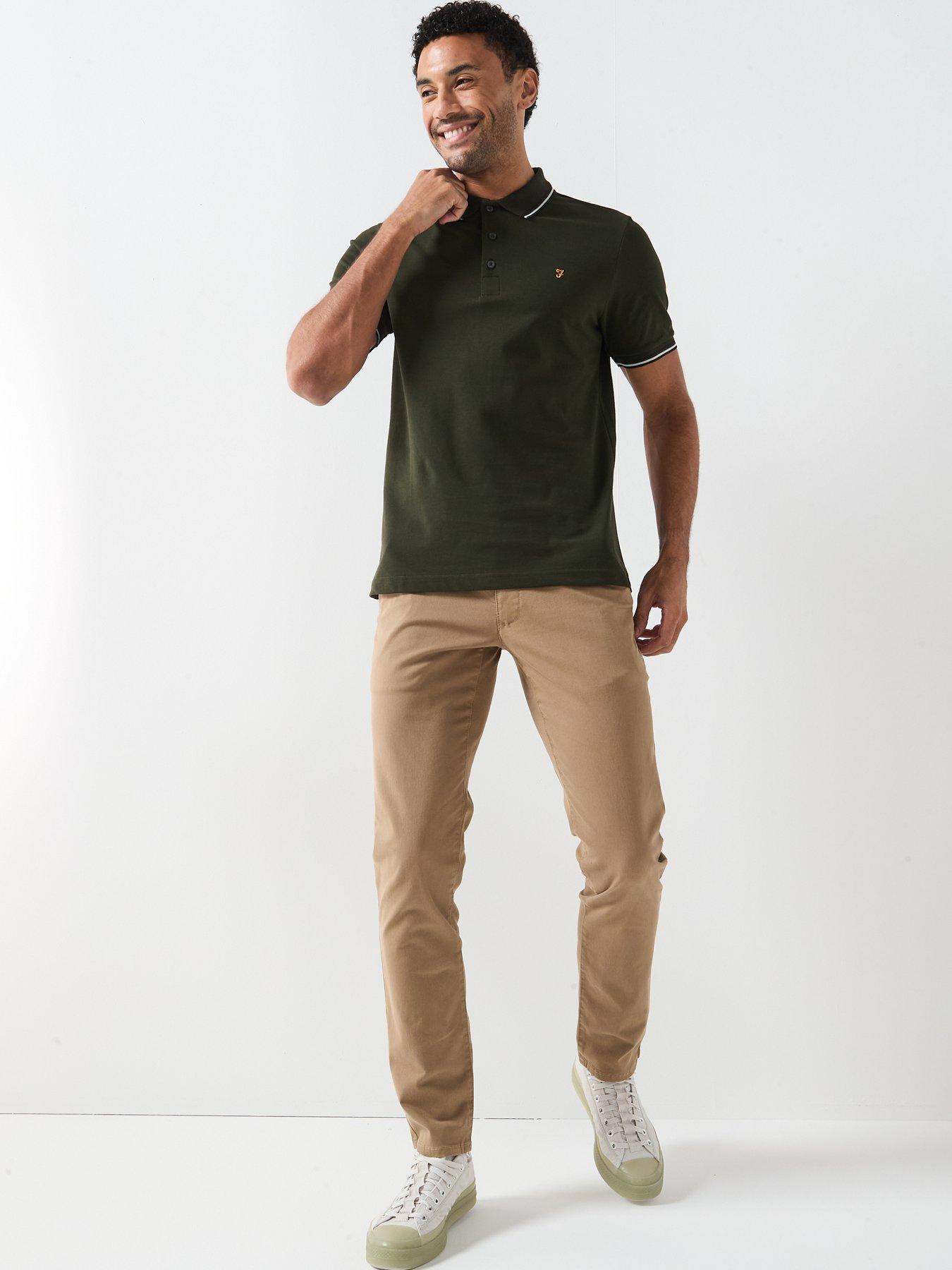  image of farah-elton-tipped-polo-shirt-brown