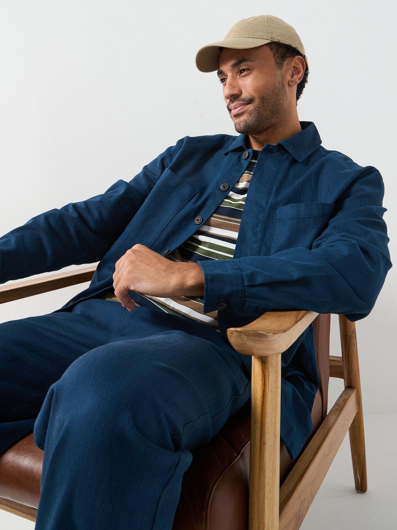 Image 5 of 6 of Farah F Tab Marshall Boxy Fit Overshirt - Navy
