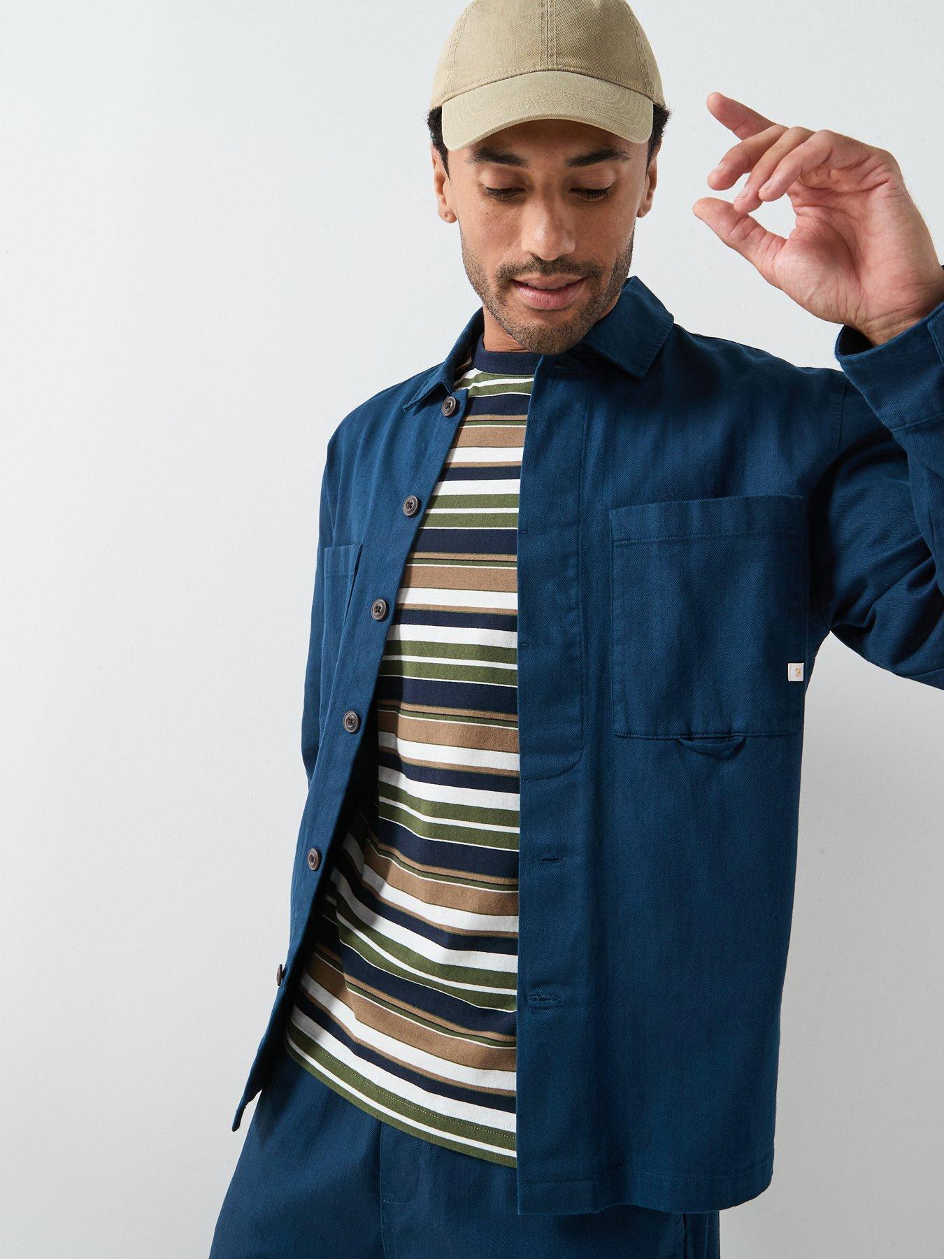Image 6 of 6 of Farah F Tab Marshall Boxy Fit Overshirt - Navy