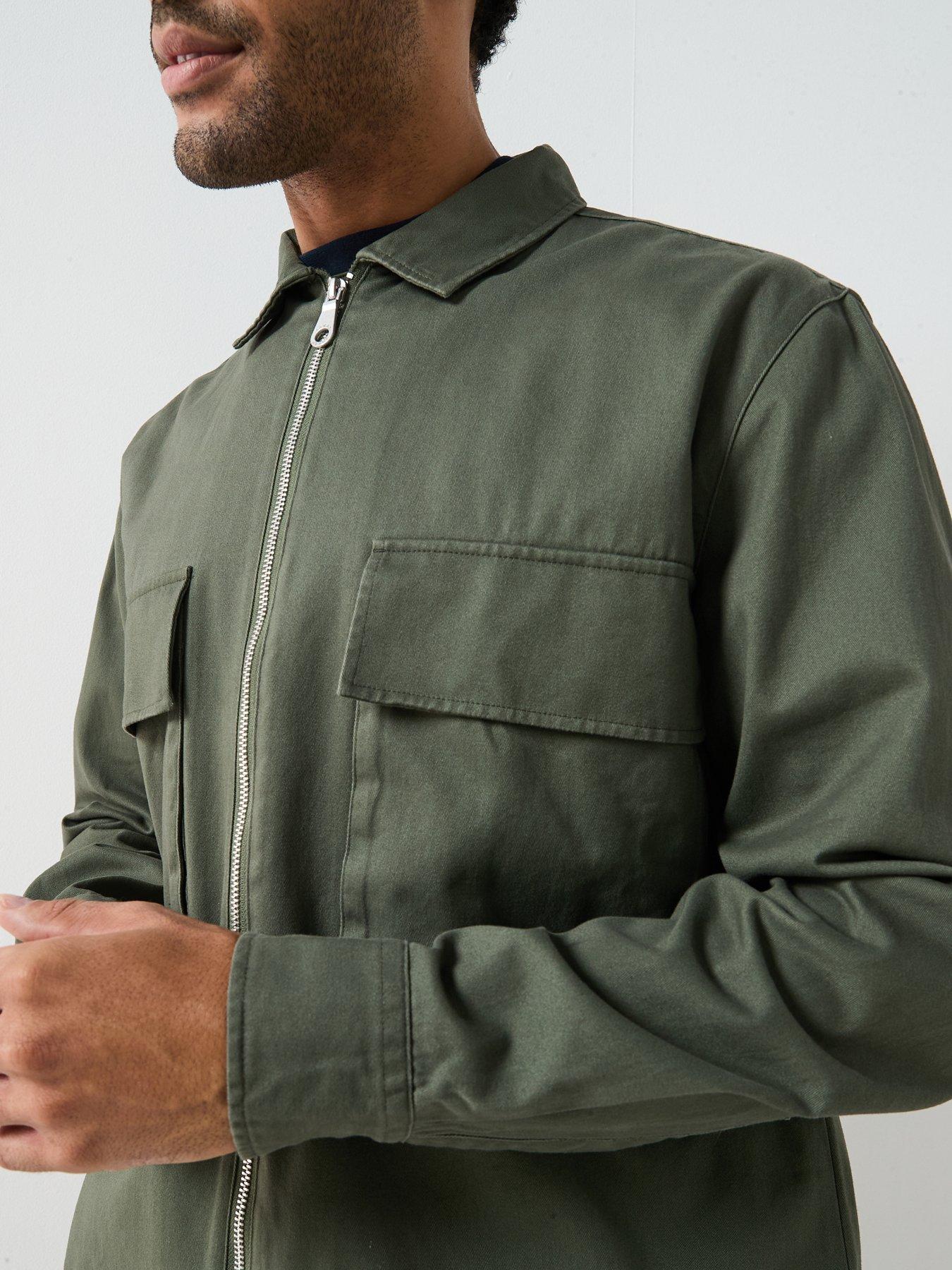 Image 4 of 6 of Farah F Tab Murphy Boxy Fit Zipped Shacket - Brown